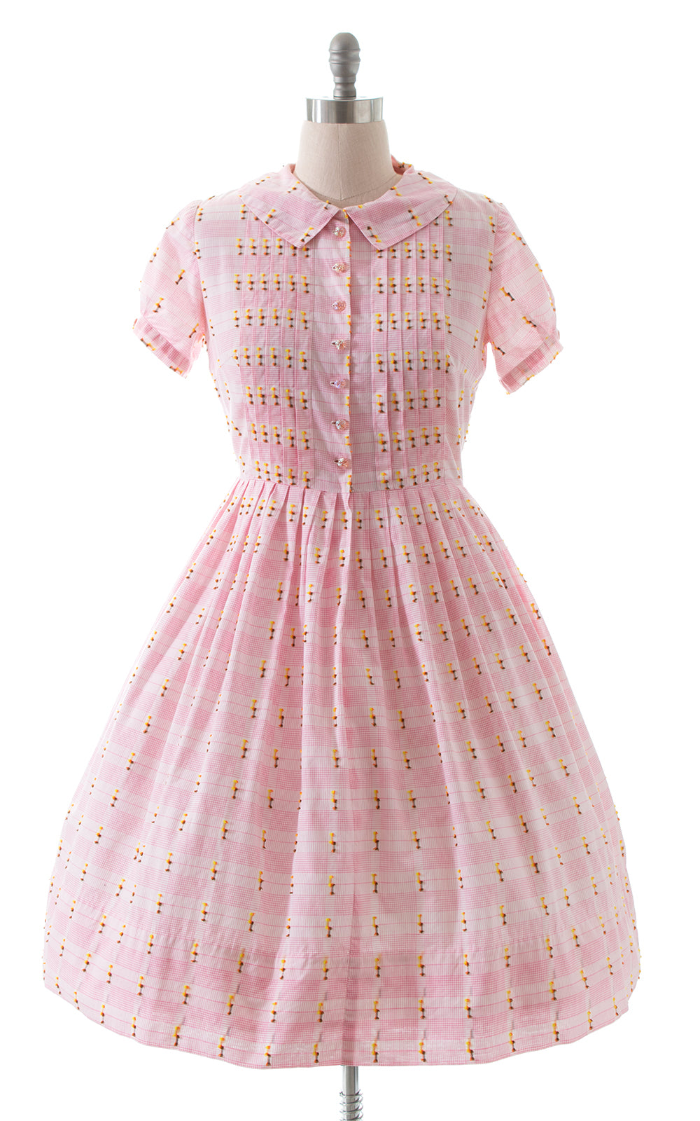 1950s Plaid Cotton Shirtwaist Dress