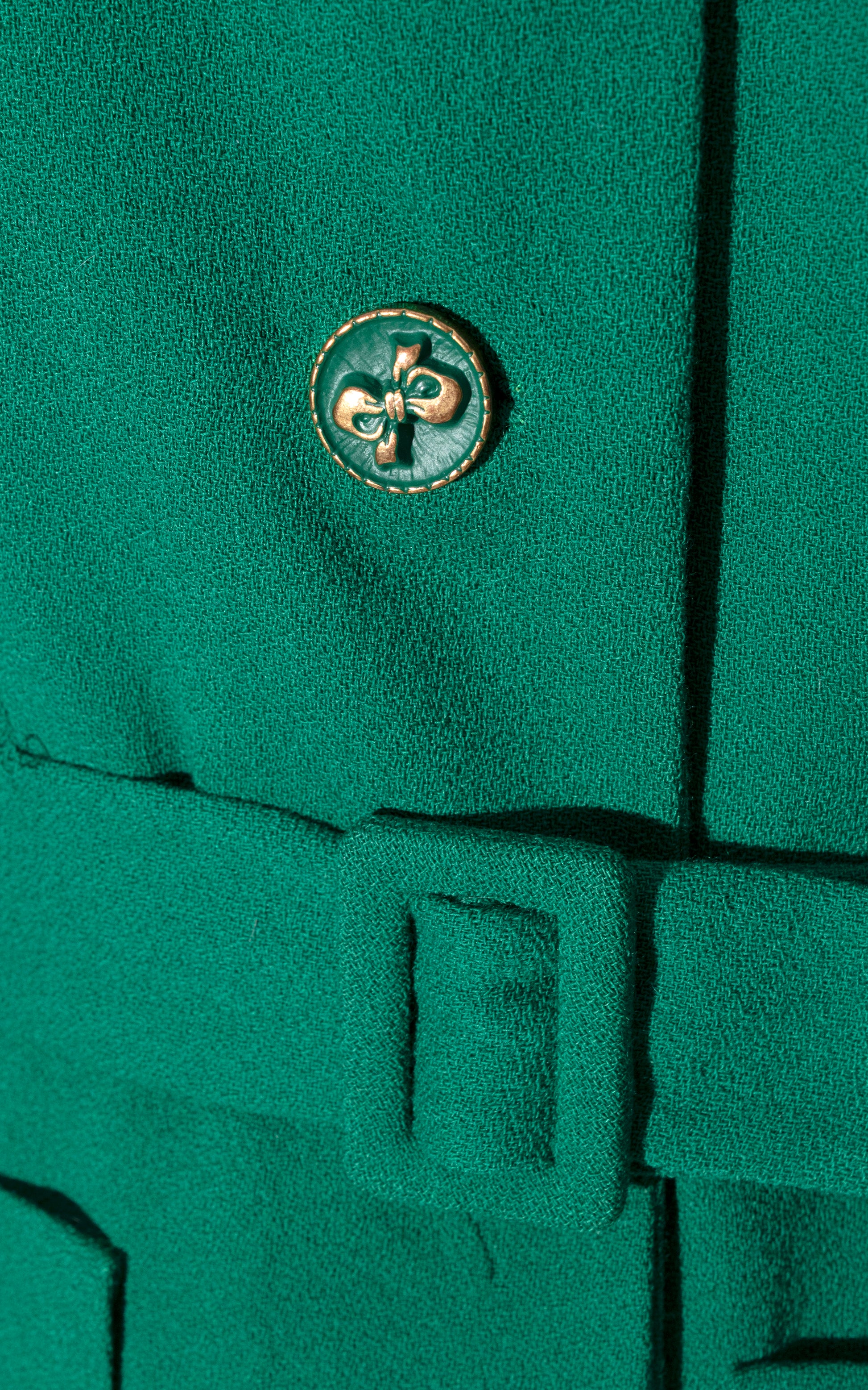 Vintage 40s 1940s Emerald Green Wool Crepe Blazer Skirt Suit Birthday Life Vintage