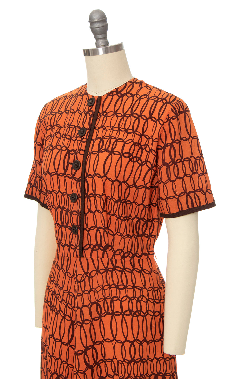 1940s Loopty Loop Linen Shirtwaist Dress | small