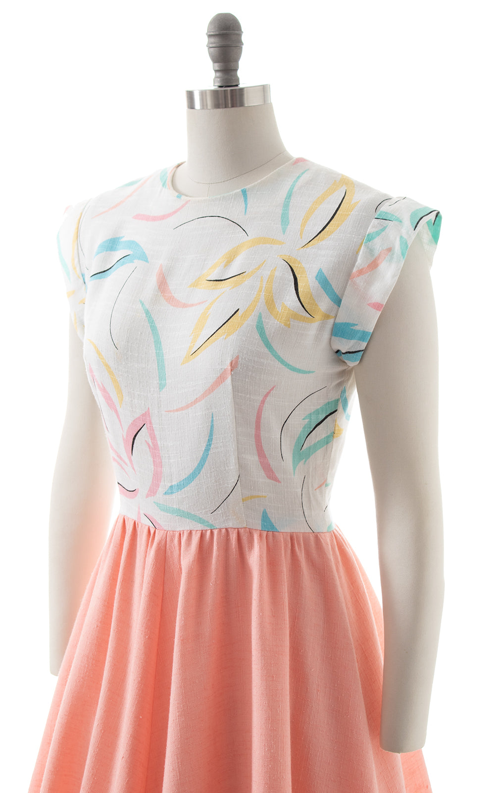 $65 DRESS SALE /// 1980s Abstract Floral Color Block Dress | small/medium