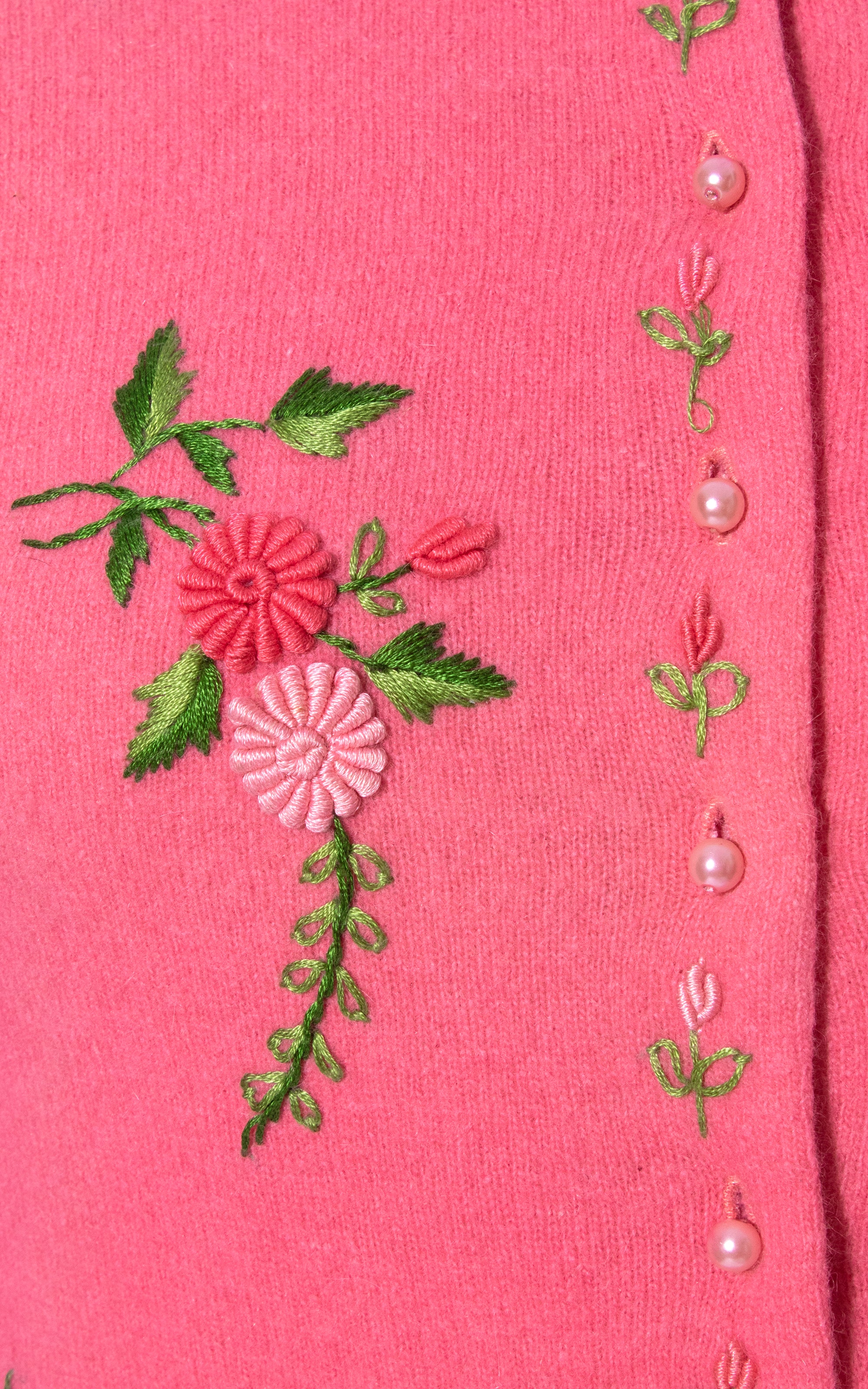 Vintage Spring pink striped Sweater cardigan Spring Flower online embroidery size L sho