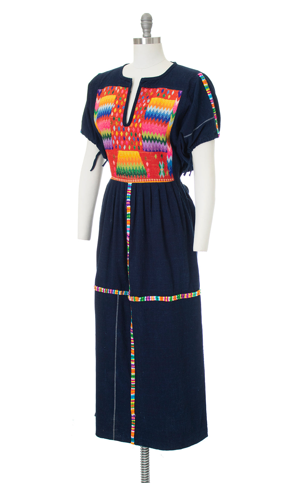 1970s Rainbow Embroidered Guatemalan Huipil Maxi Dress | large Birthday Life Vintage 1970s Rainbow Embroidered Guatemalan Huipil Maxi Dress | large Birthday Life Vintage