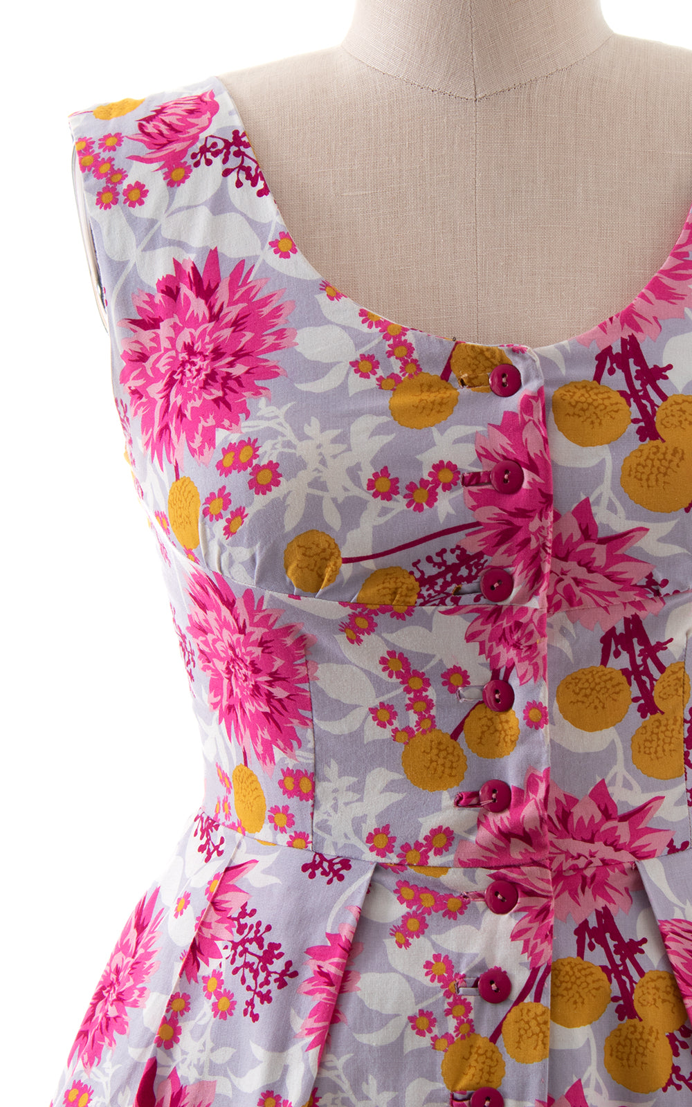 Modern 1950s Style Floral Cotton Shirtwaist Sundress BirthdayLifeVintage