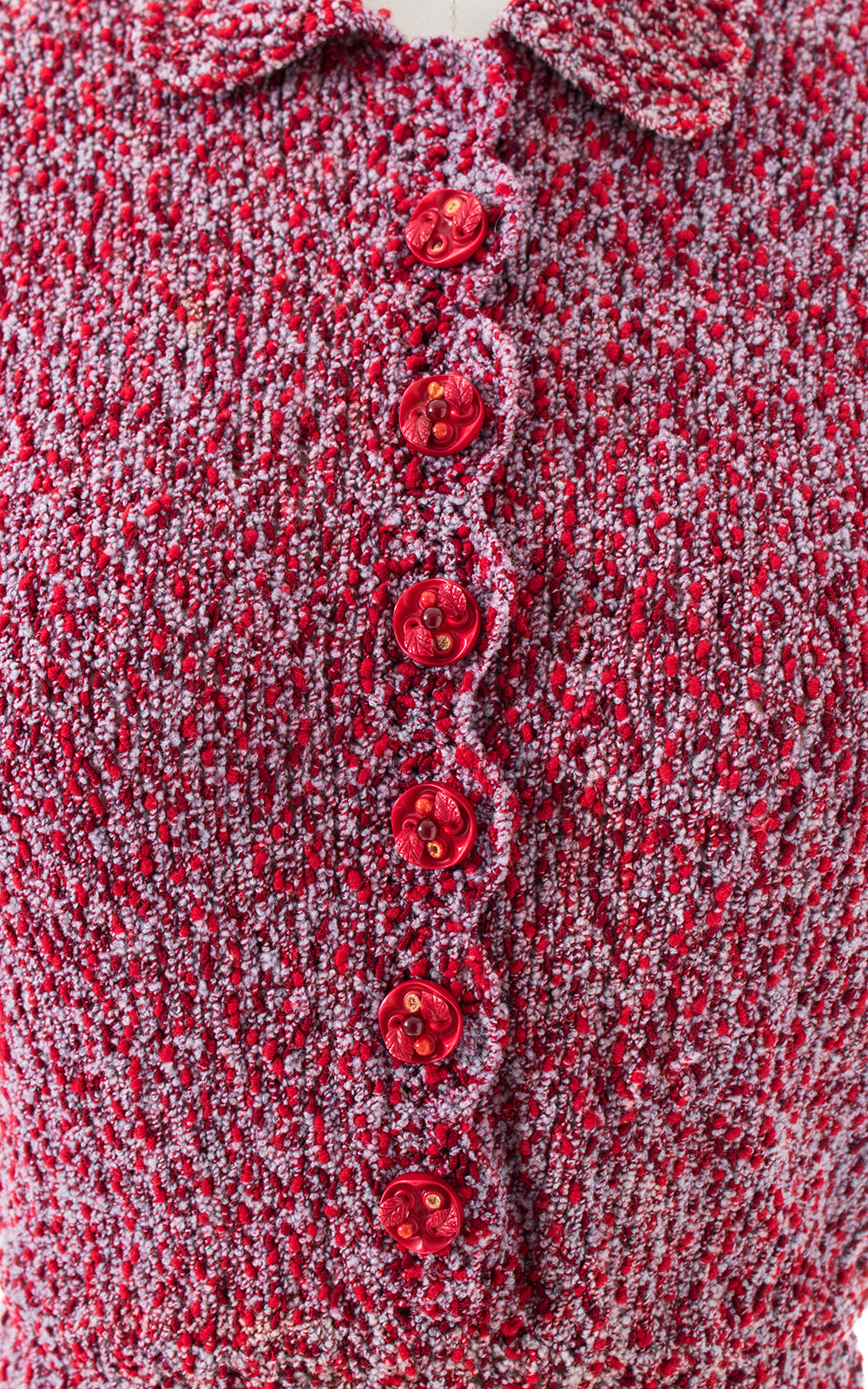 1940s Two Tone Flecked Knit Wool Dress