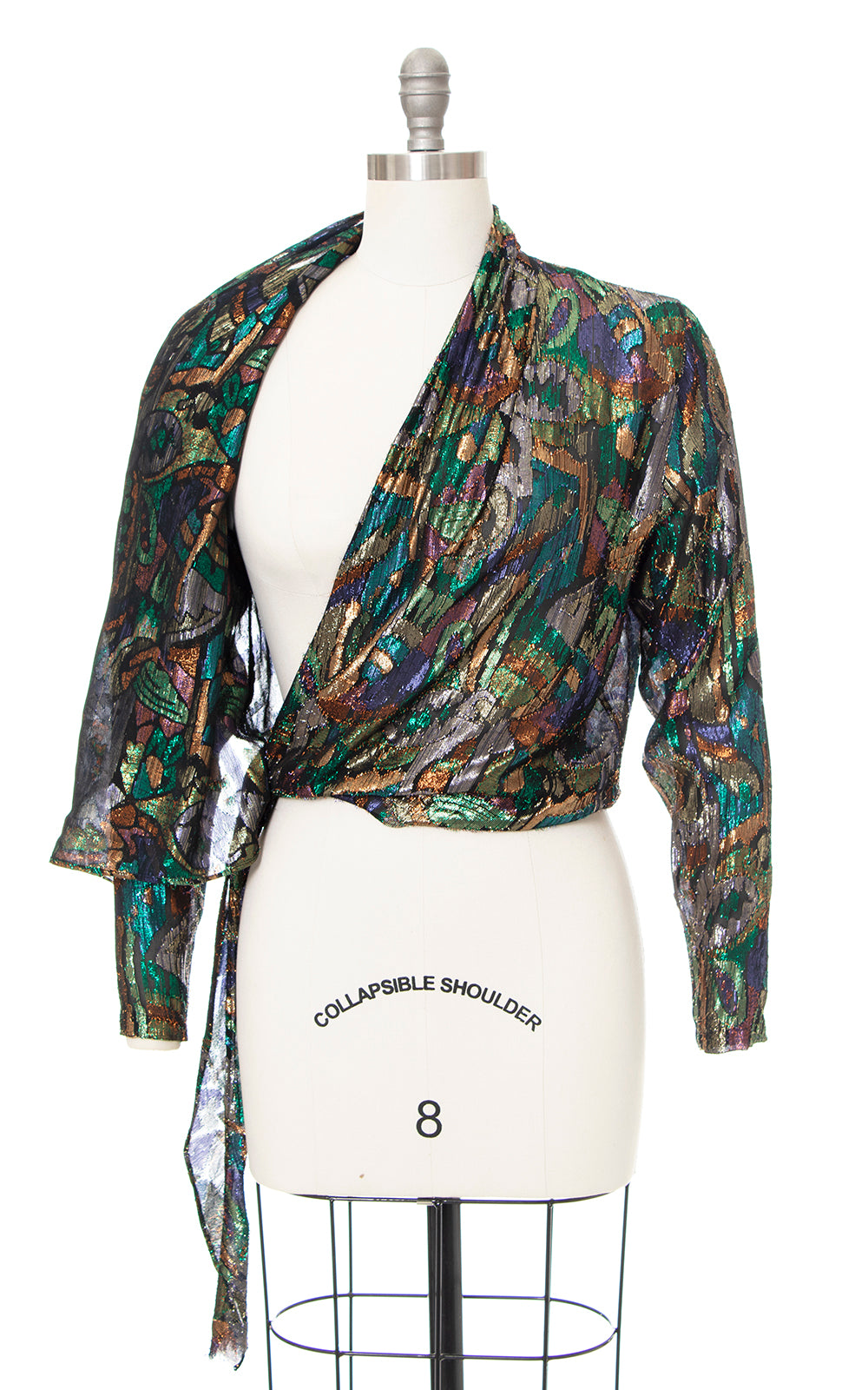 1980s Metallic Eyelash Cropped Wrap Top | small/medium