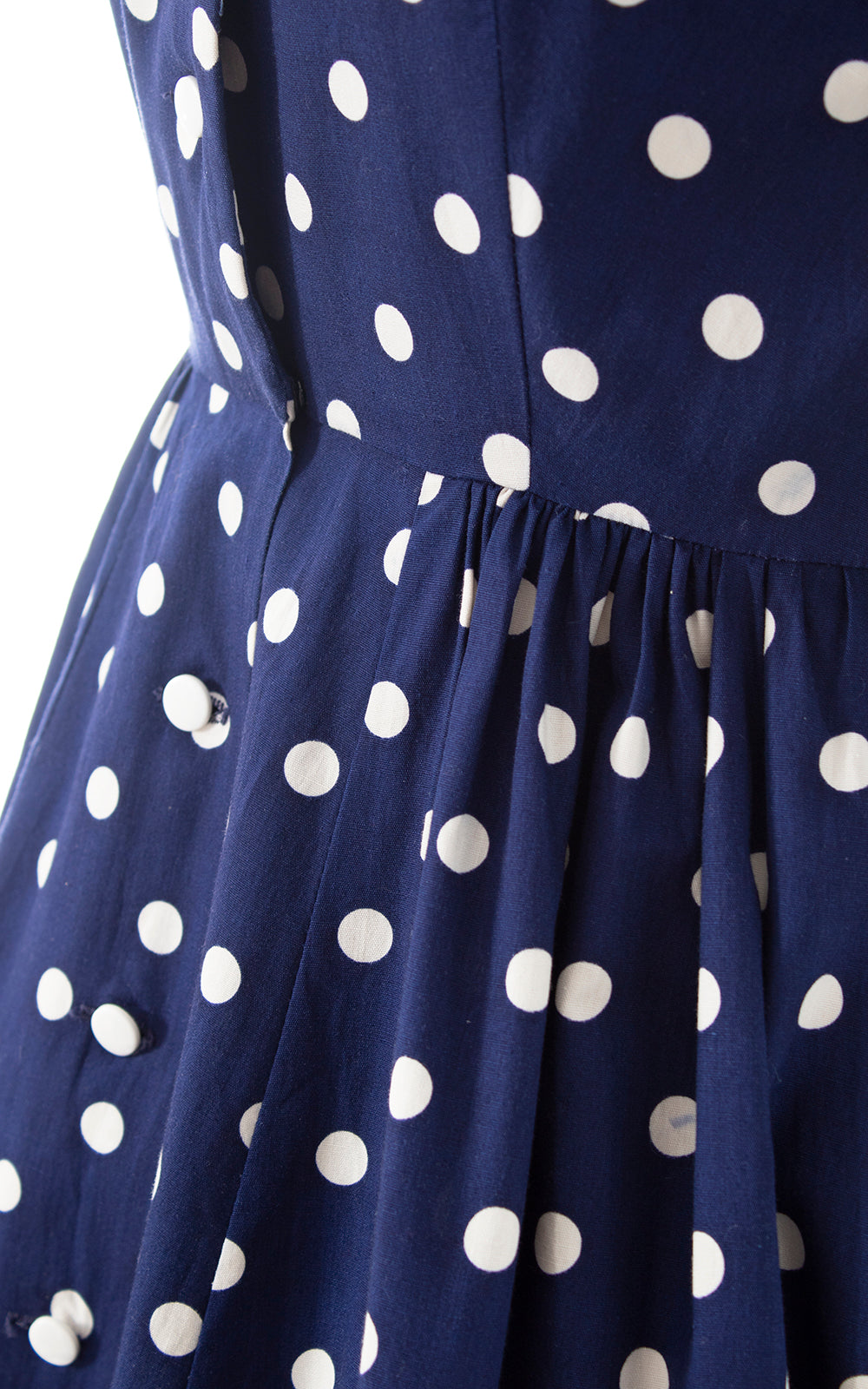 1950s Polka Dot Cotton Shirtwaist Dress | small