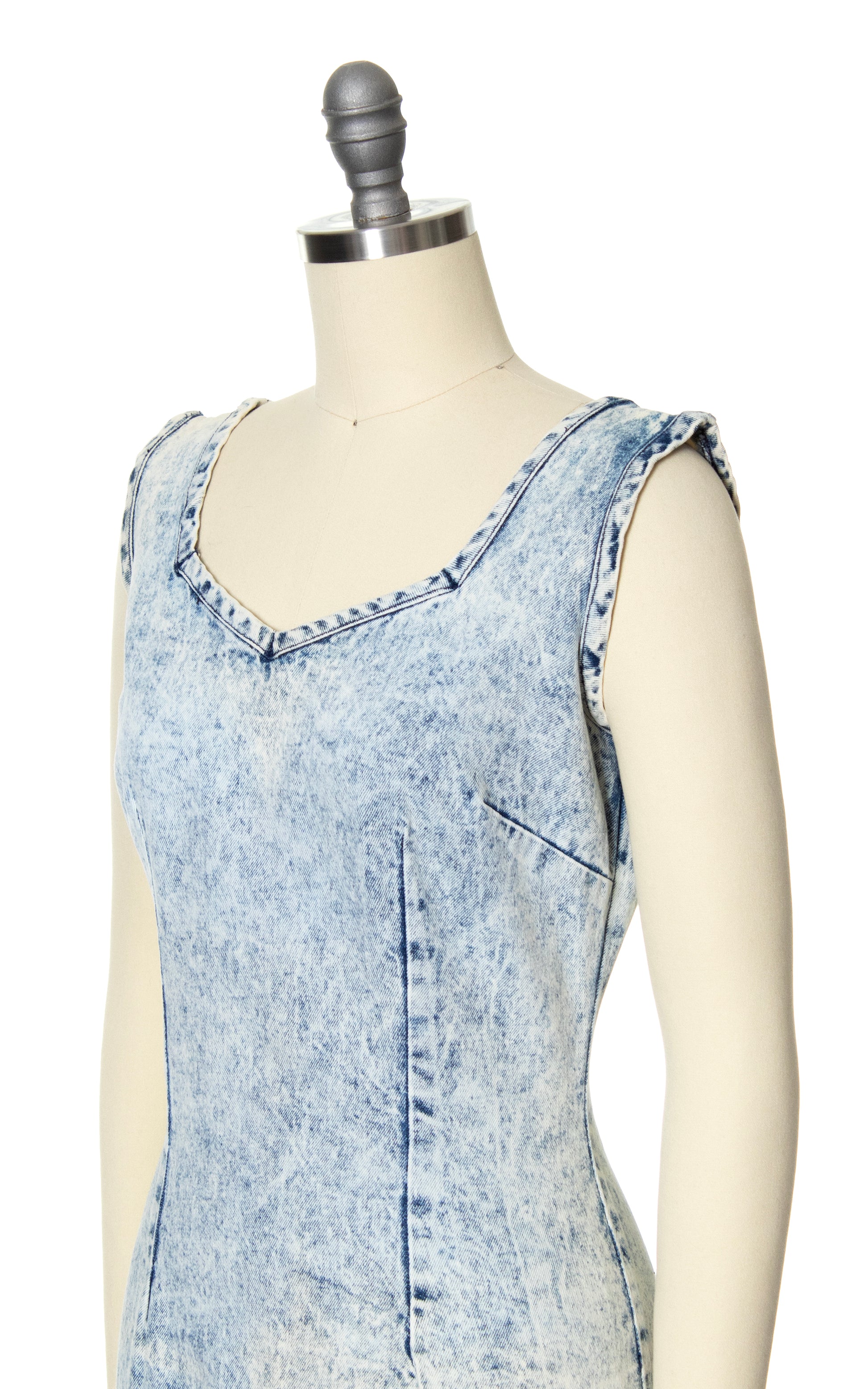 1980s FREDERICK'S OF HOLLYWOOD Acid Wash Denim Dress | x-small/small Birthday Life Vintage 1980s FREDERICK'S OF HOLLYWOOD Acid Wash Denim Dress | x-small/small Birthday Life Vintage