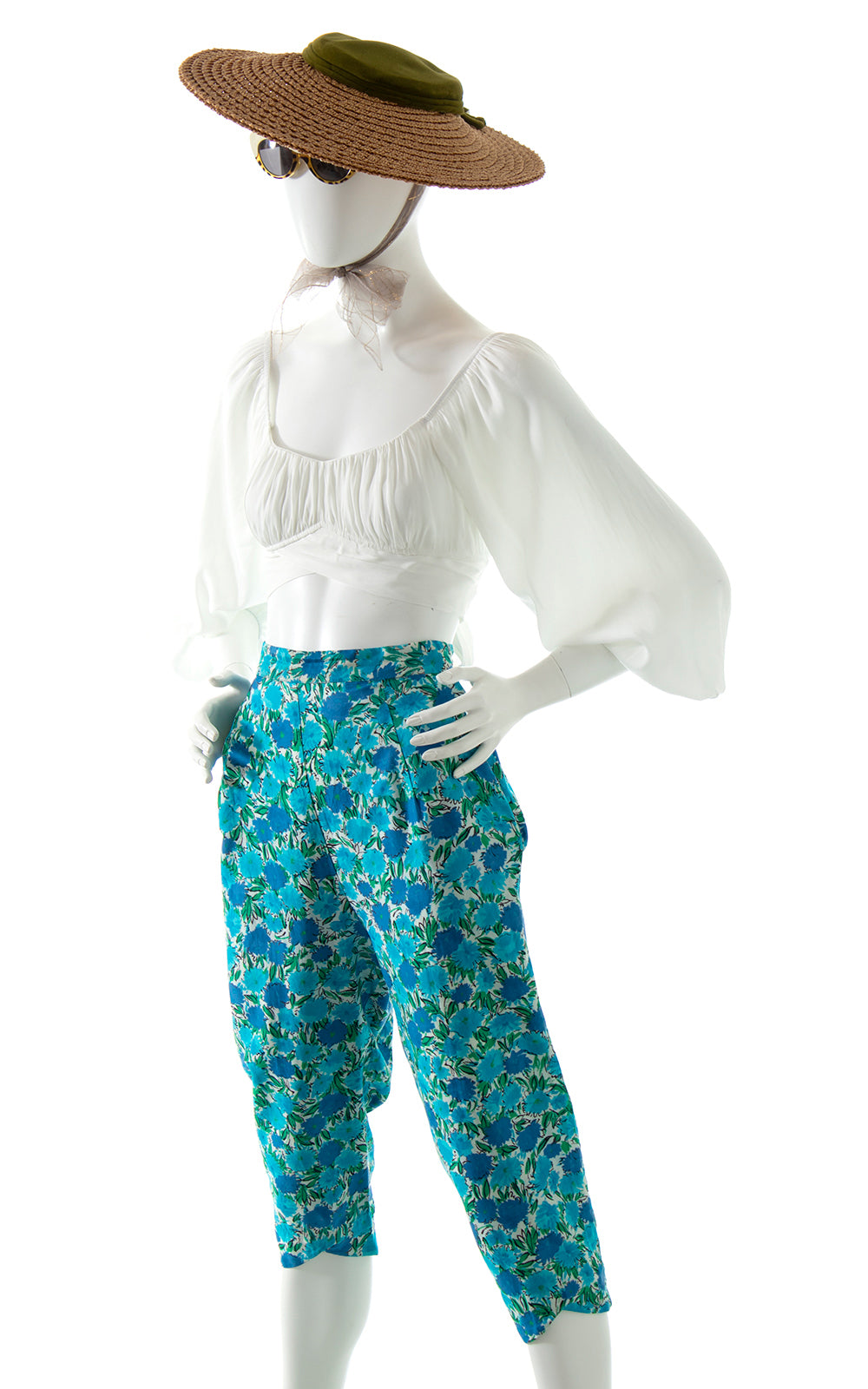 1950s Floral Cotton Capris with Pockets BirthdayLifeVintage