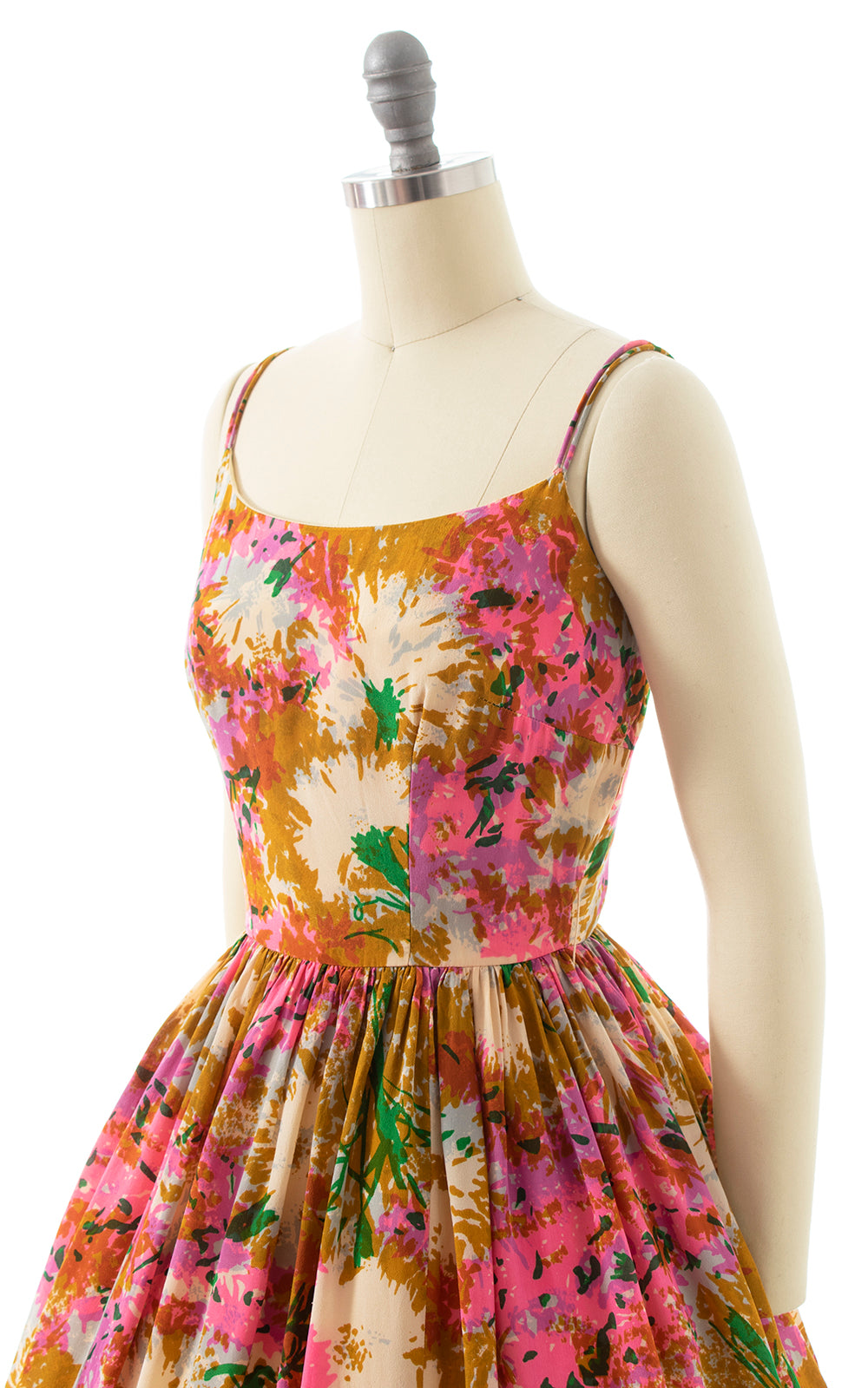 1960s Floral Silk Sundress | x-small