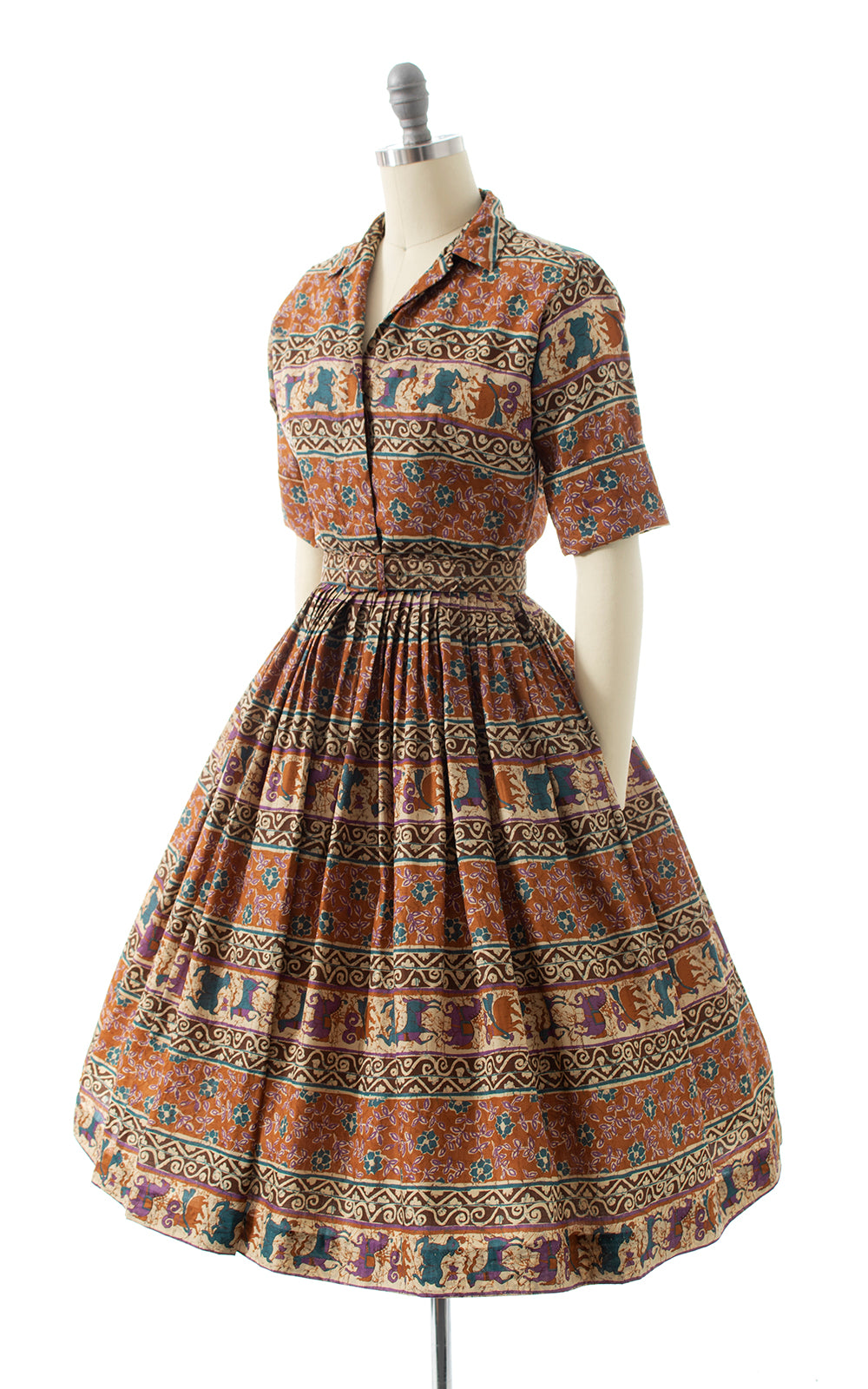 BLV x DEANNA || 1950s Animal Novelty Print Shirtwaist Dress | x-small