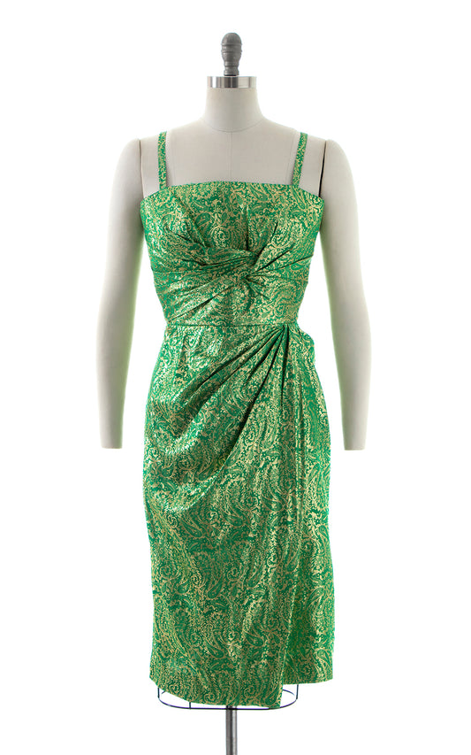 1950s 1960s DOROTHY OHARA Metallic Sarong Dress | medium