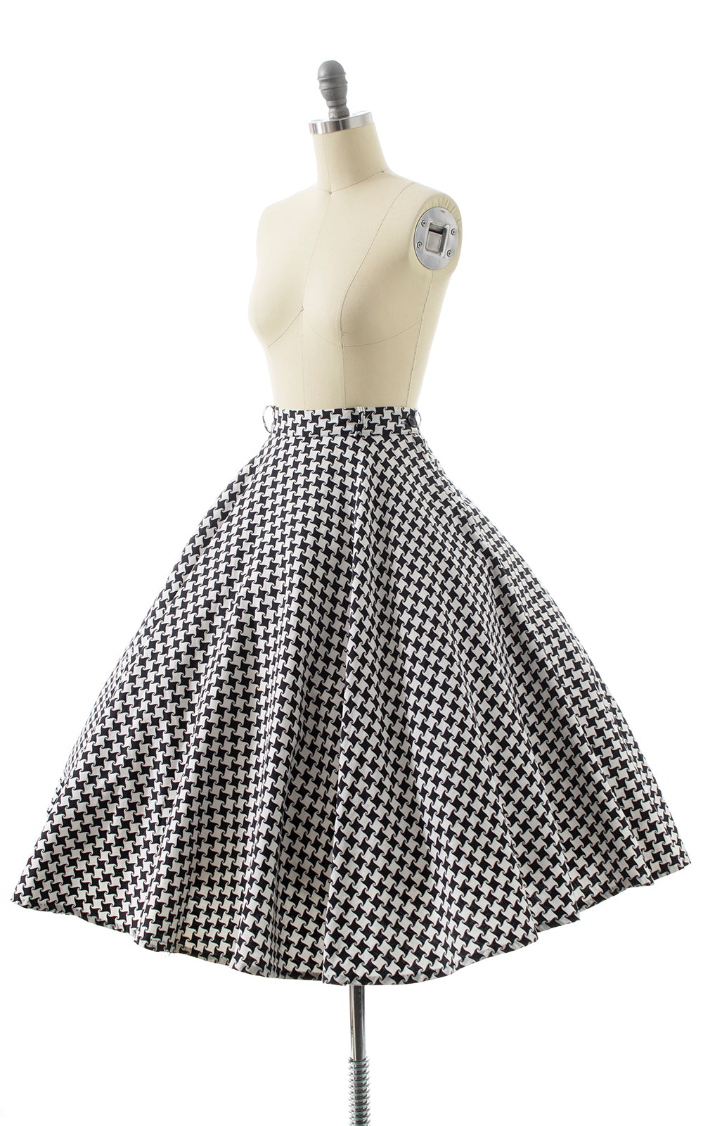 BLV x DEANNA || 1950s Houndstooth Cotton Circle Skirt | small