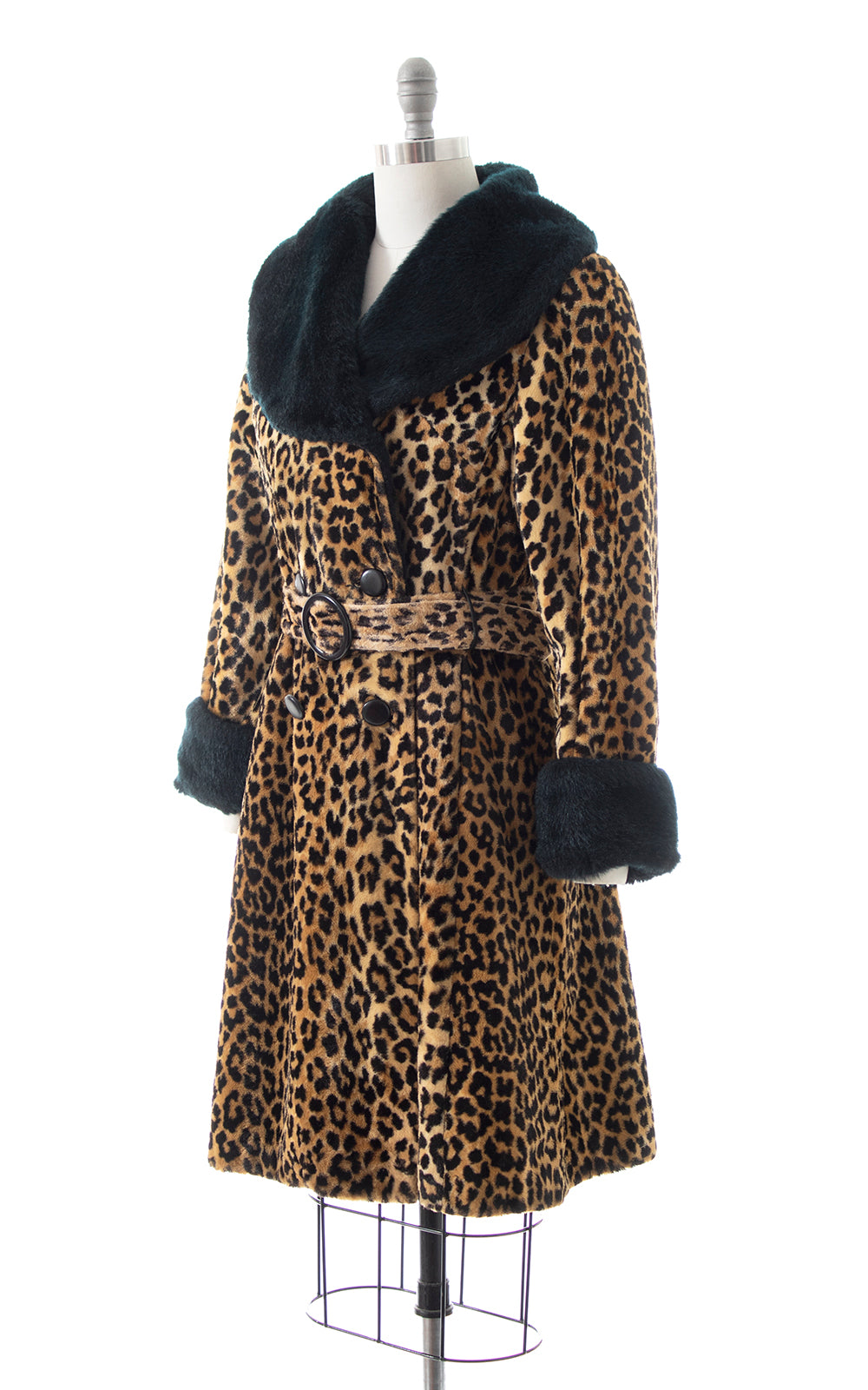 1970s Leopard Print Faux Fur Belted Coat | medium