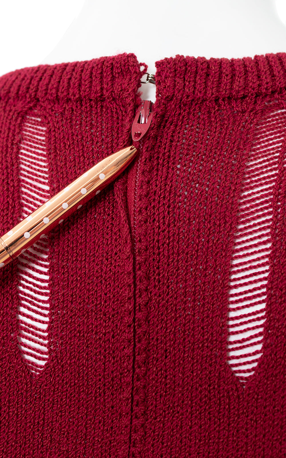 1970s ST JOHN Burgundy Open Knit Sweater & Pants | small/medium