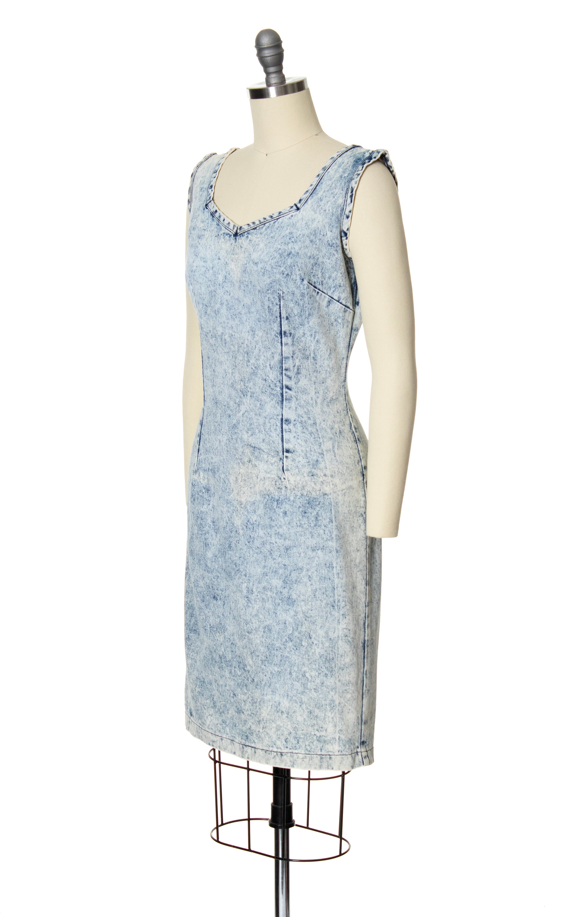 Vintage 80s 1980s Fredericks of Hollywood Acid Wash Denim Wiggle Dress Sundress BirthdayLifeVintage