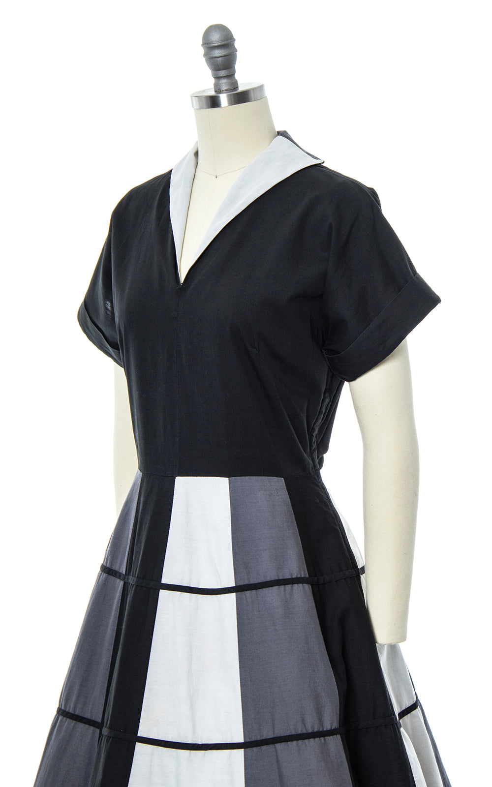 1950s Color Block Cotton Dress | medium