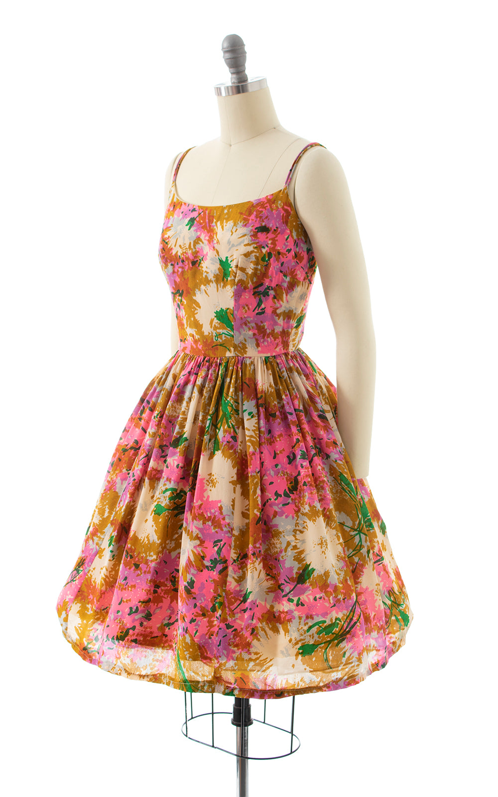 1960s Floral Silk Sundress | x-small