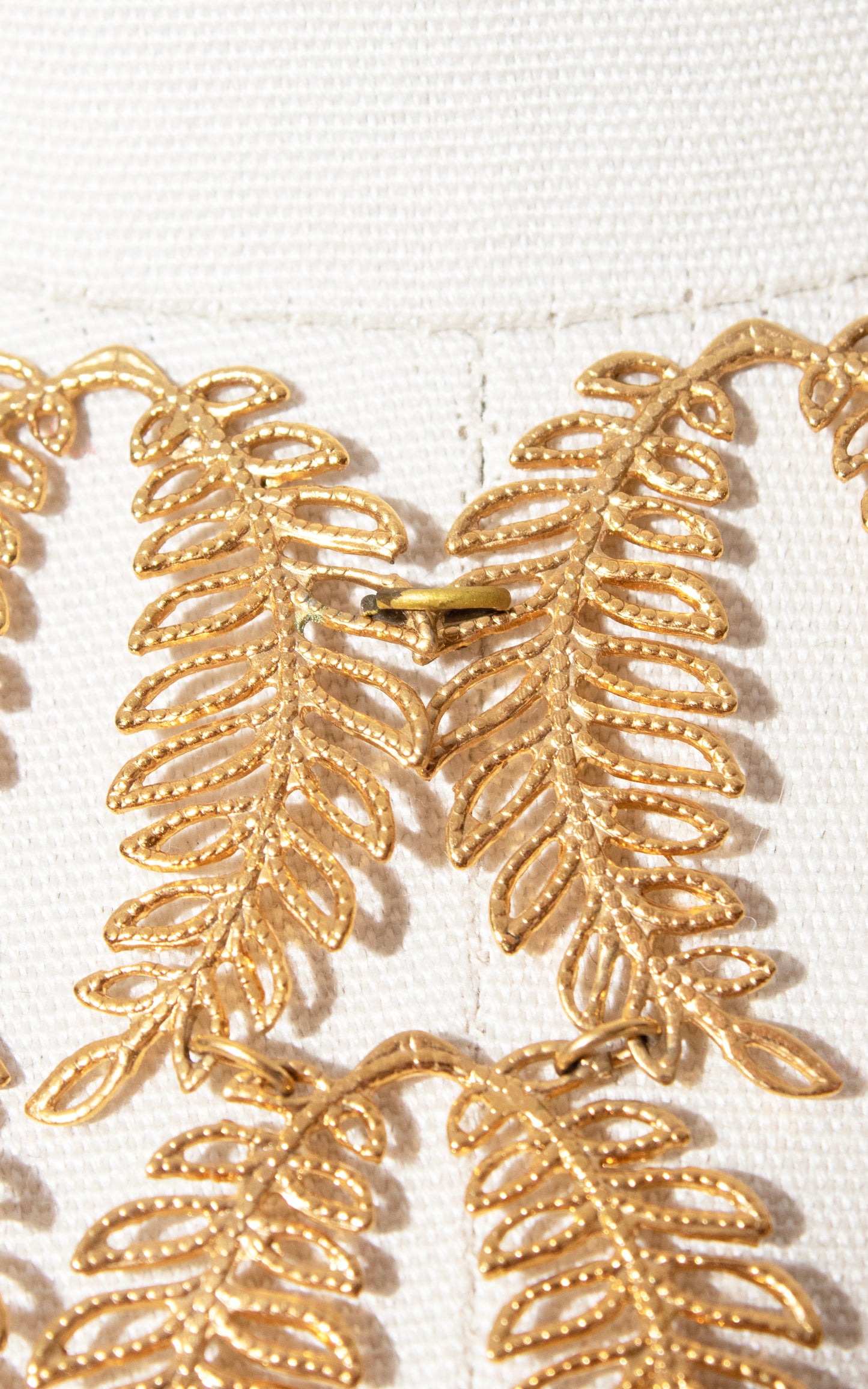 Vintage 70s 1970s 80s 1980s Gold Tone Leaves Bib Necklace BirthdayLifeVintage