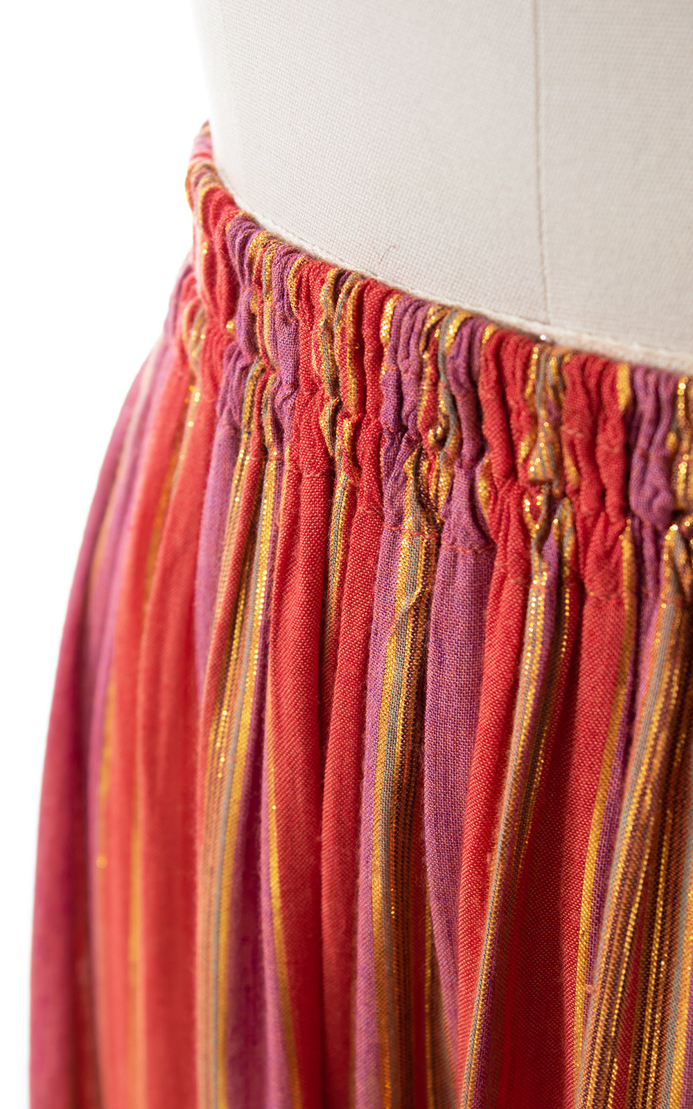 1970s Metallic Striped Tiered Prairie Skirt | xs-xl
