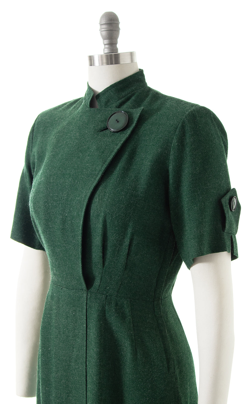 1940s Forest Green Wool Sheath Dress | medium