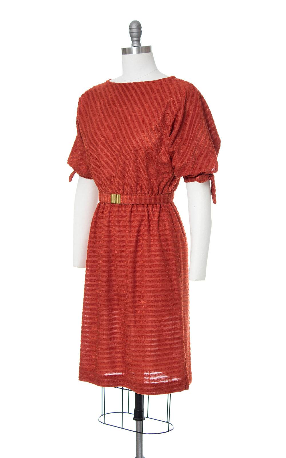 1970s Burnt Orange Terry Cloth Dress | medium