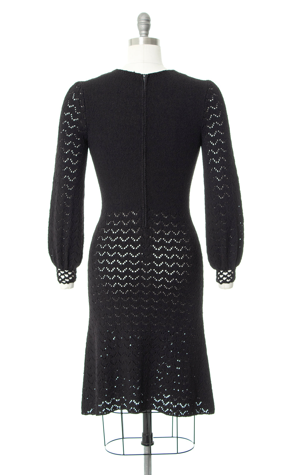 70s little black dress Vintage 70s Black Sheer Sleeve Gothic Party Dress