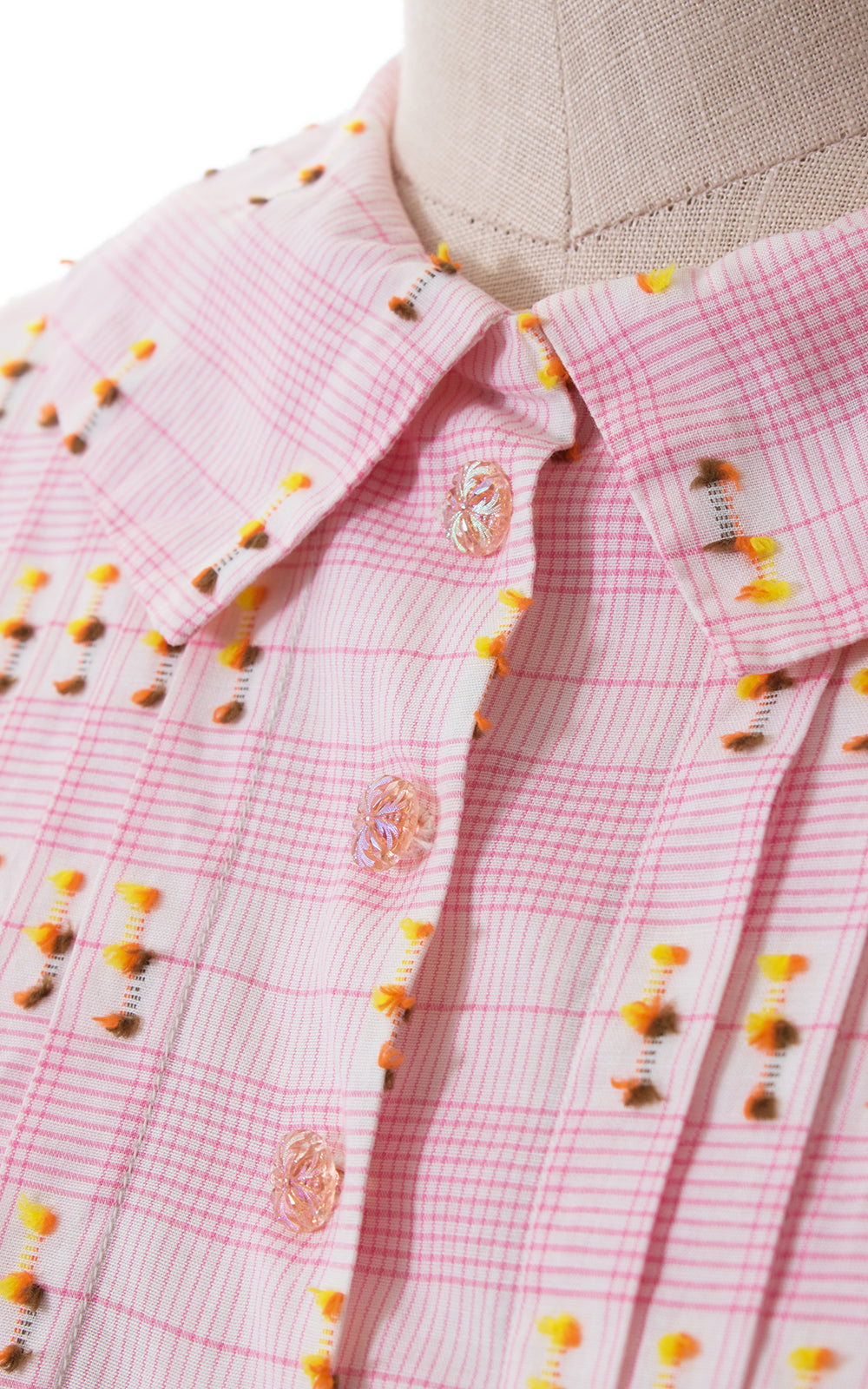 1950s Plaid Cotton Shirtwaist Dress