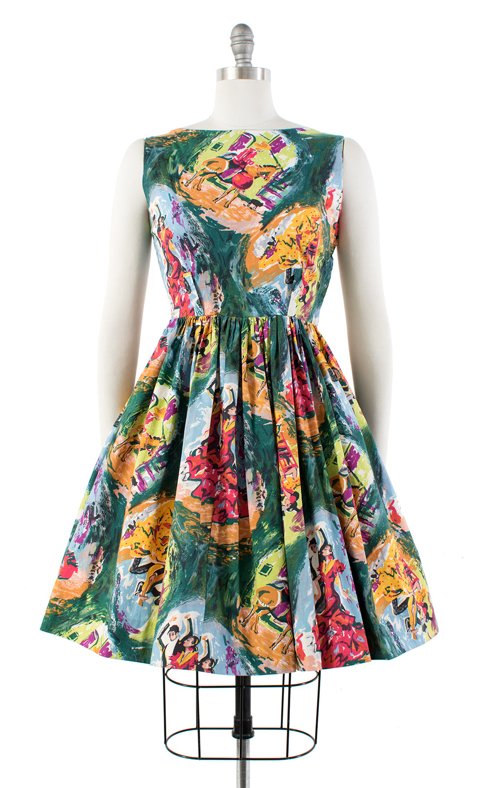 1950s Spanish Flamenco Novelty Print Sundress | small