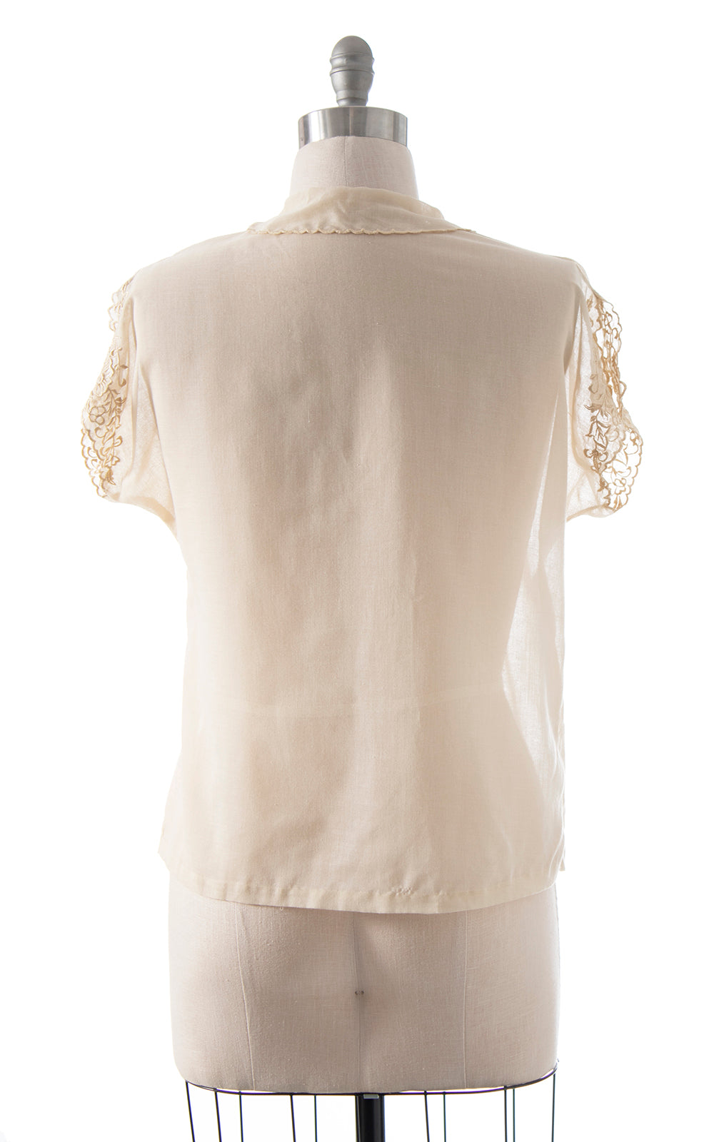 1980s Floral Embroidered Cotton Voile Blouse | large/x-large