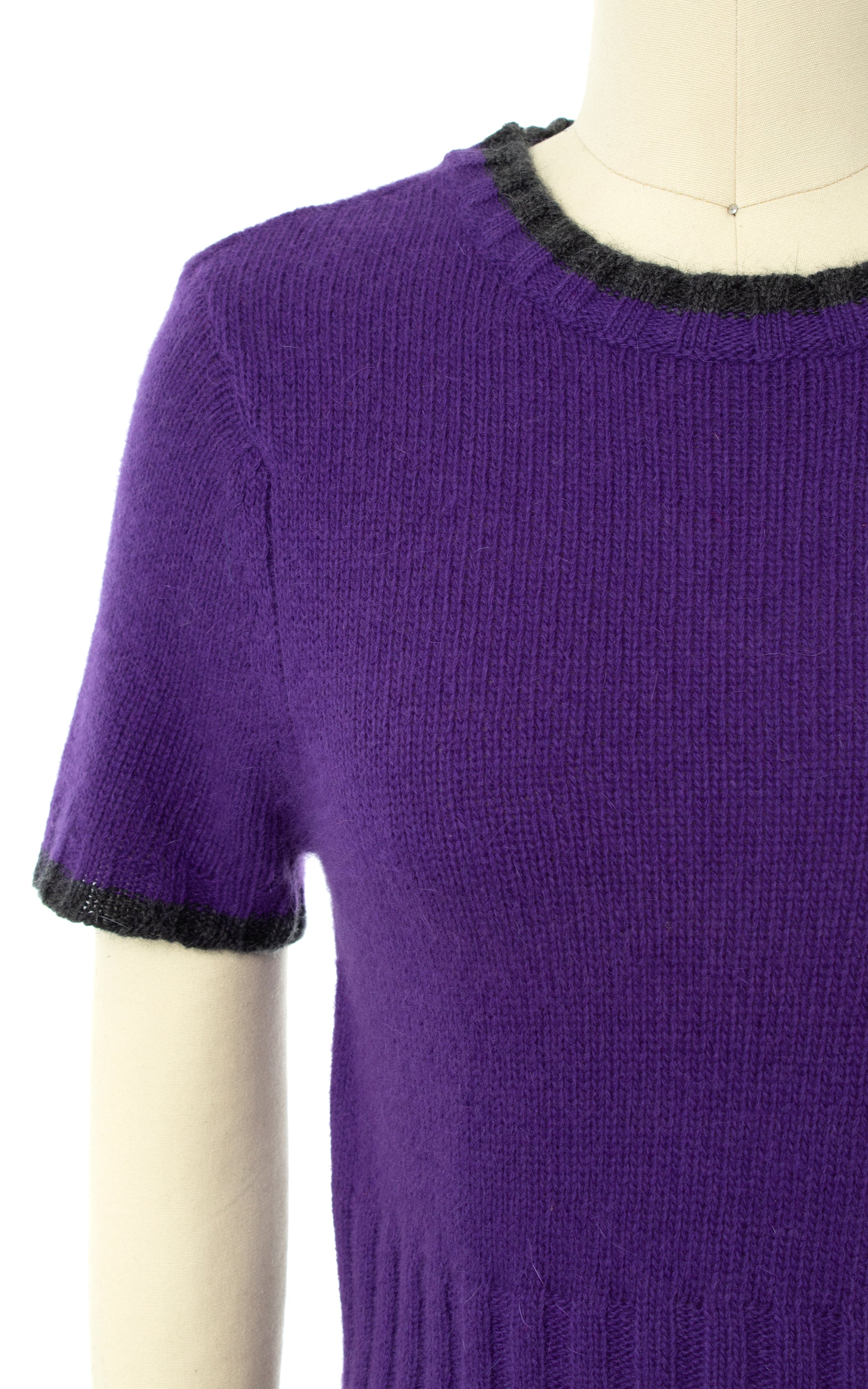 Vintage 1990s 90s DEADSTOCK Purple Knit Wool Angora Sweater Top | x-small/small | Birthday Life Vintage