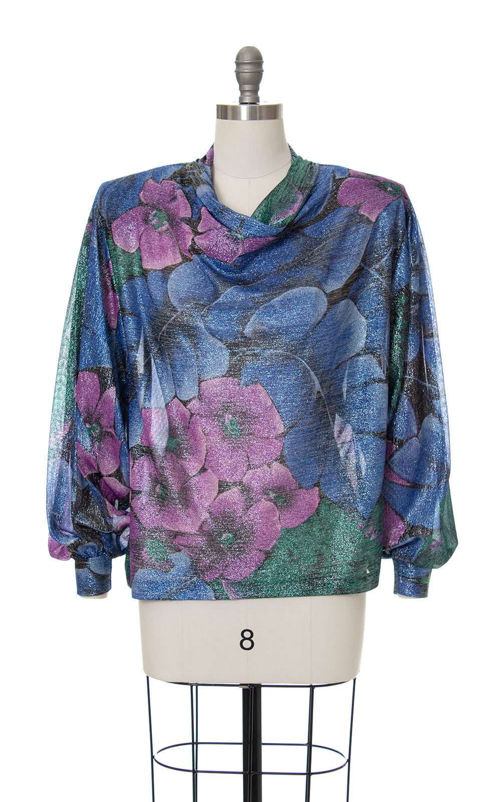 1980s Metallic Floral Wide Sleeve Blouse | medium/large