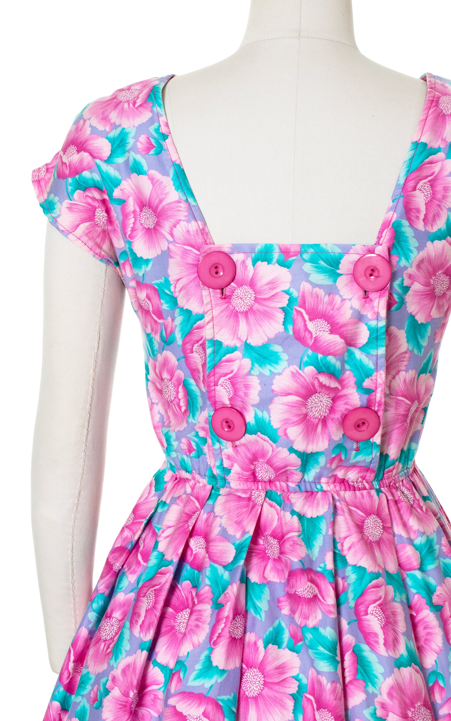 Vintage 80s 1980s Floral Button Back Sundress 1950s Style Dress BirthdayLifeVintage