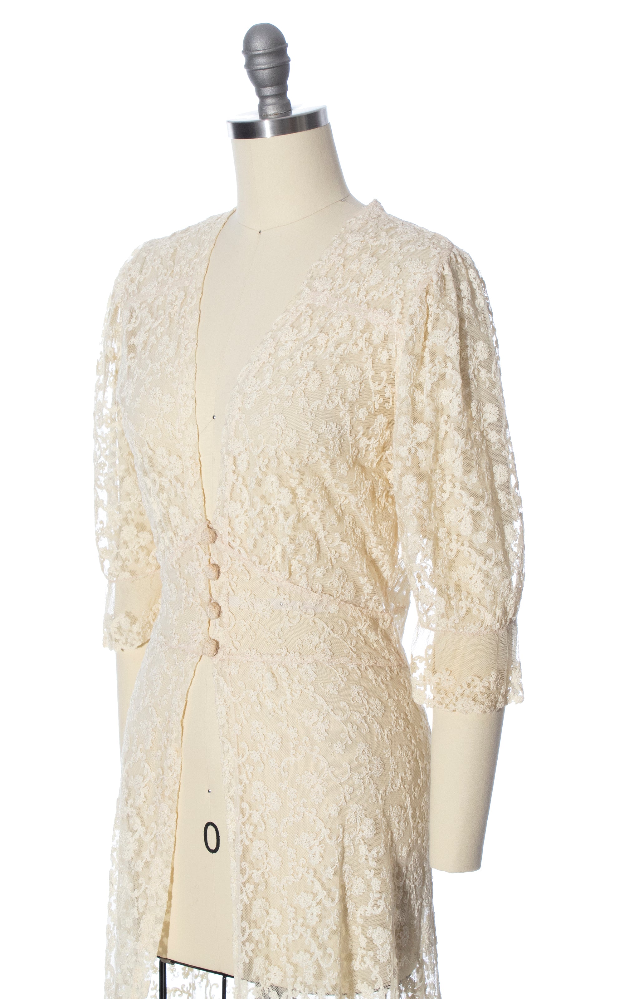 1930s Cream Lace Duster x small small Birthday Life Vintage