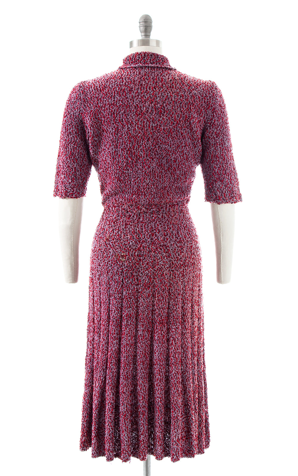 1940s Two Tone Flecked Knit Wool Dress