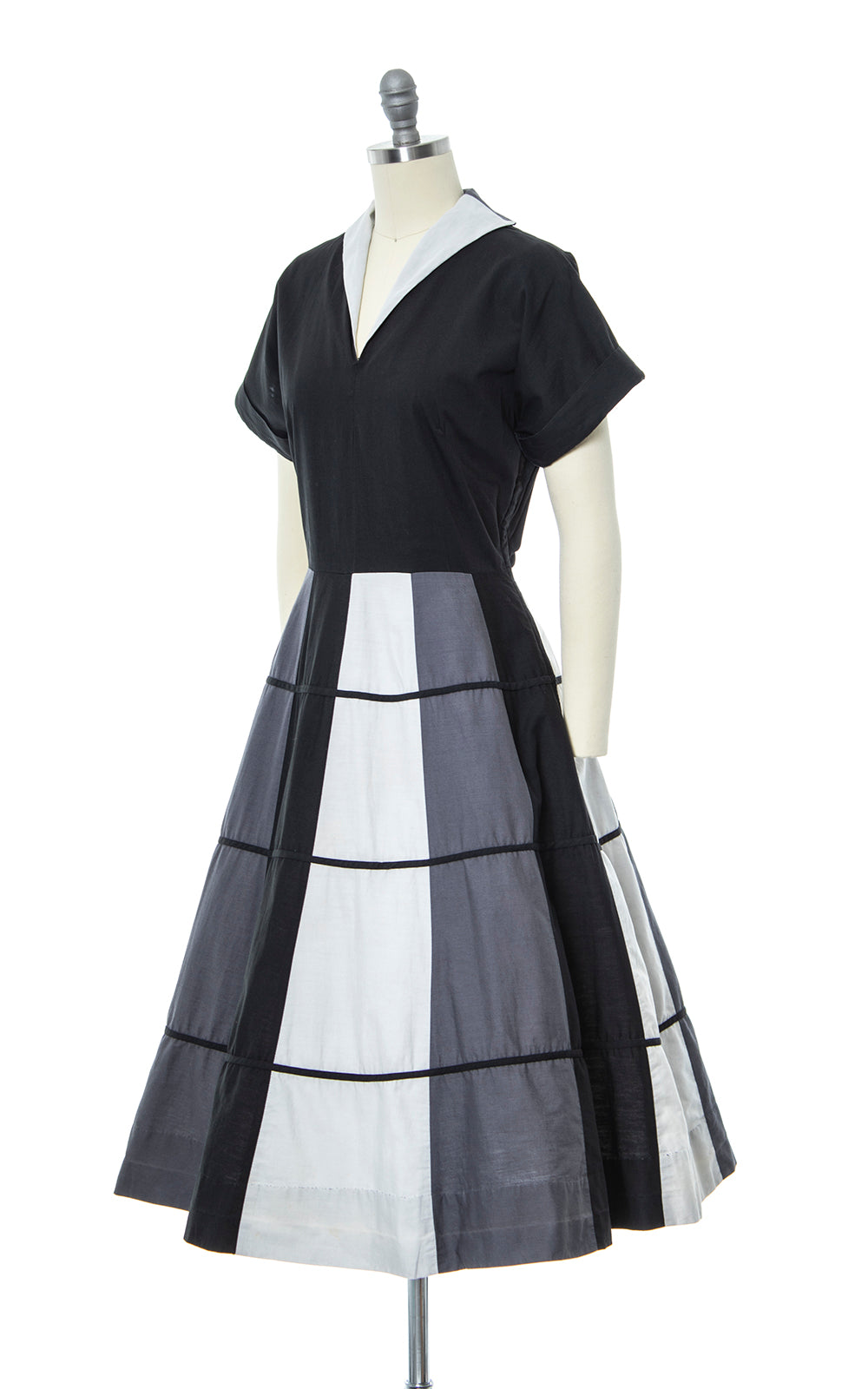 1950s Color Block Cotton Dress | medium