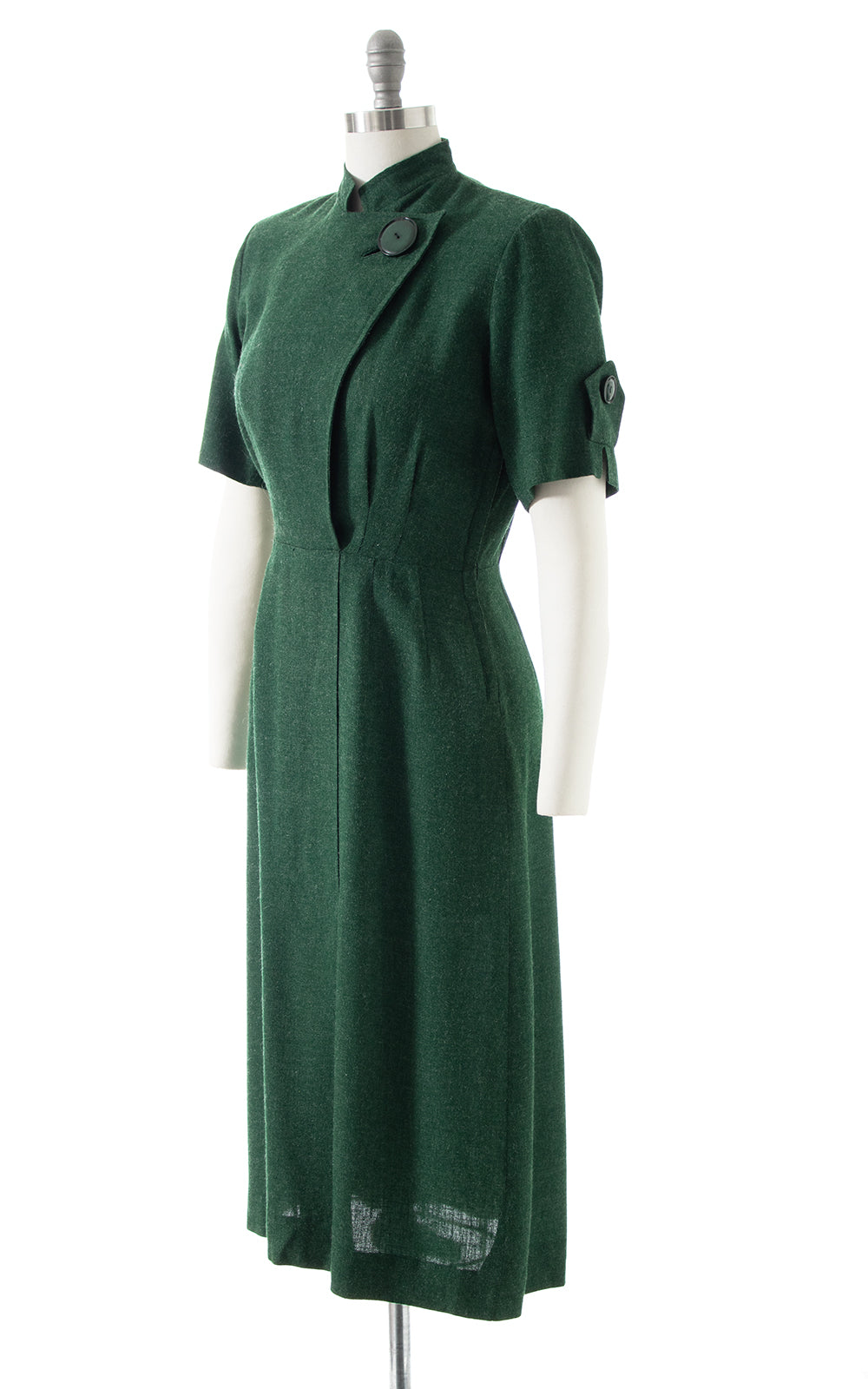 1940s Forest Green Wool Sheath Dress | medium