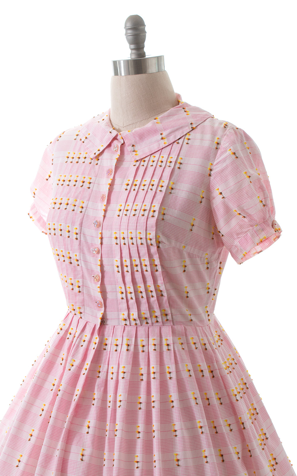 1950s Plaid Cotton Shirtwaist Dress