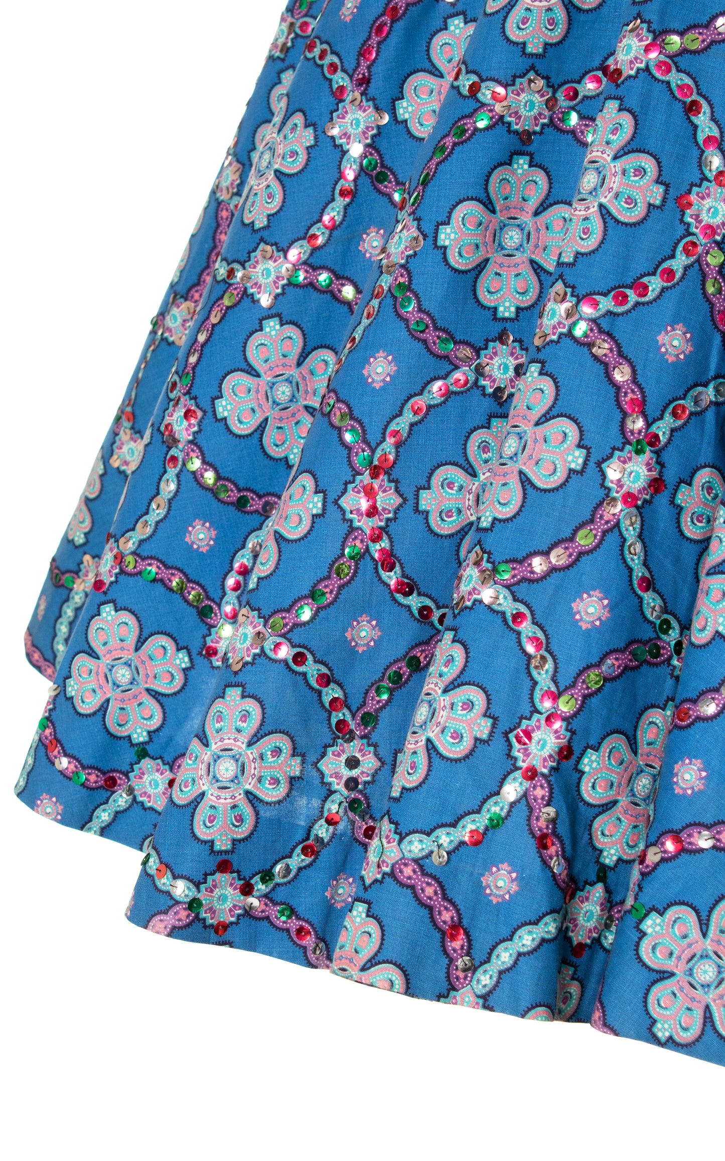 1950s Sequined Geometric Circle Skirt Sundress | small