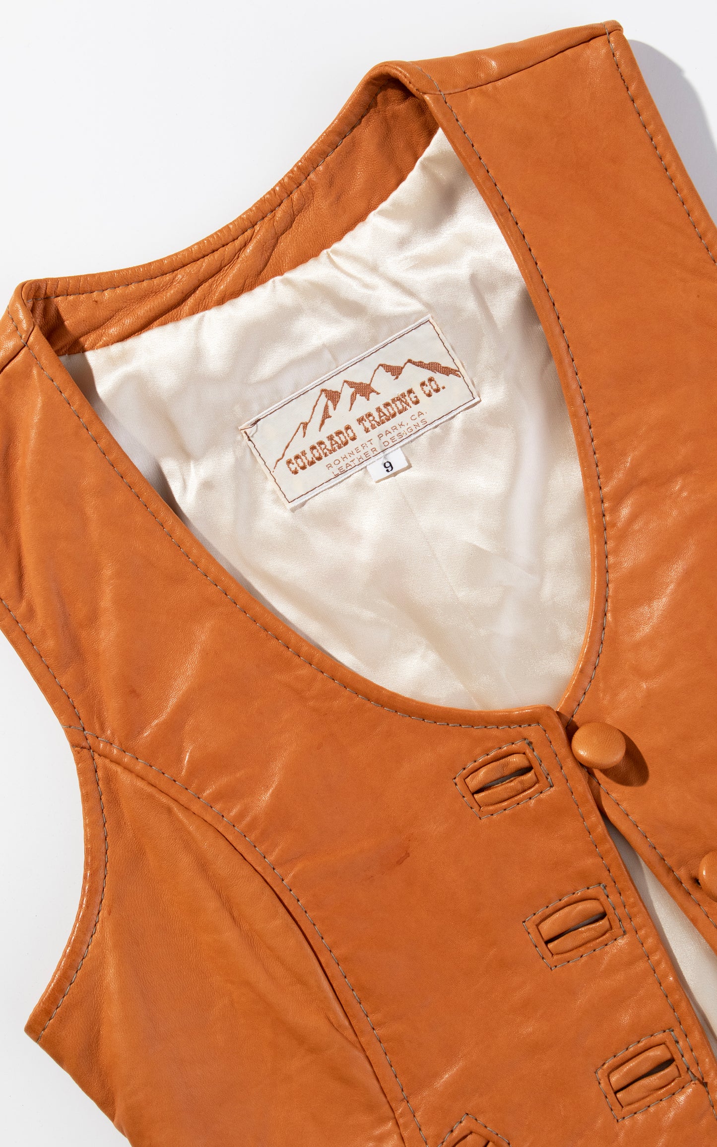 Vintage 70s 1970s Buttery Soft Brown Genuine Leather Cropped Boho Vest BirthdayLifeVintage