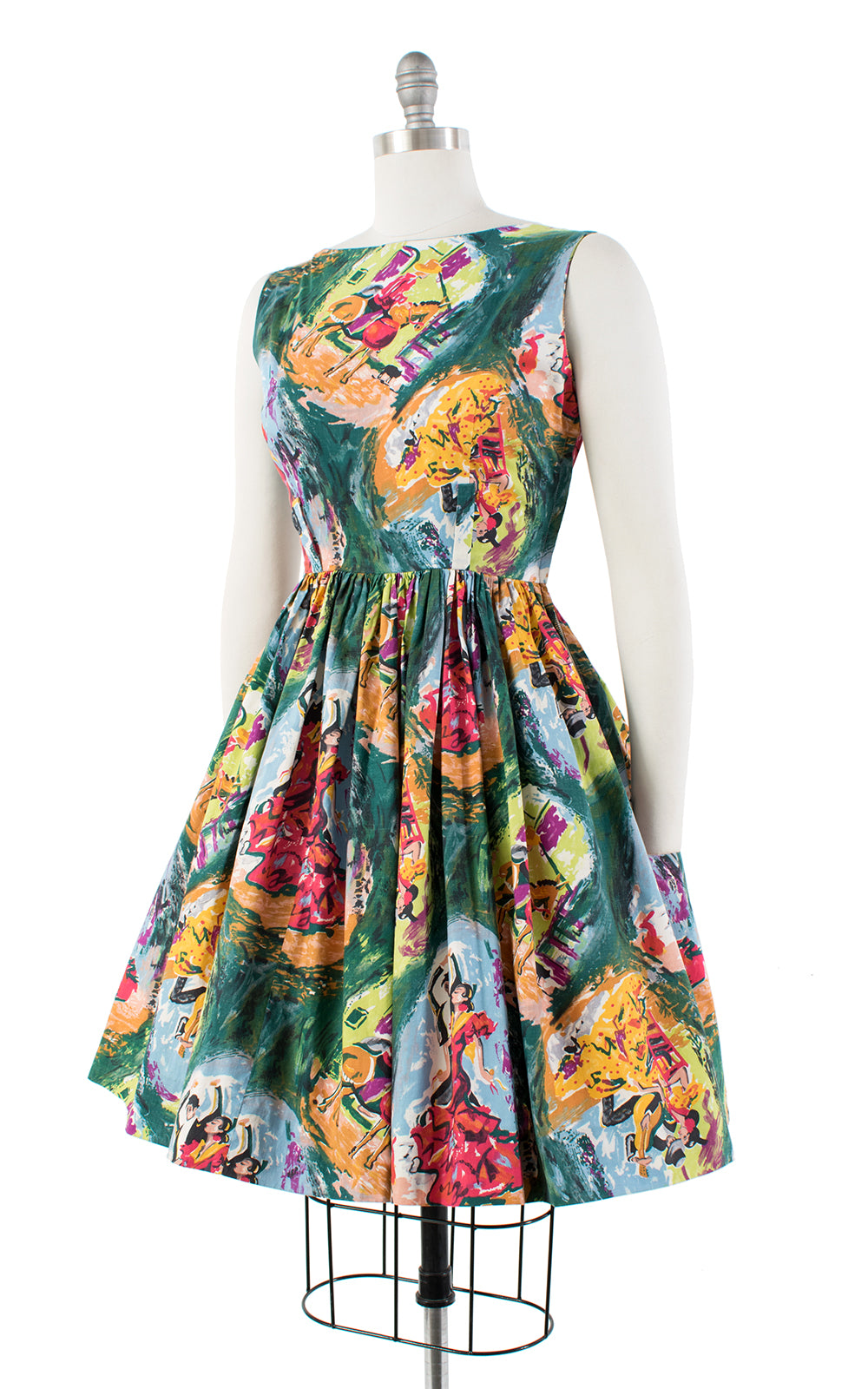 1950s Spanish Flamenco Novelty Print Sundress | small