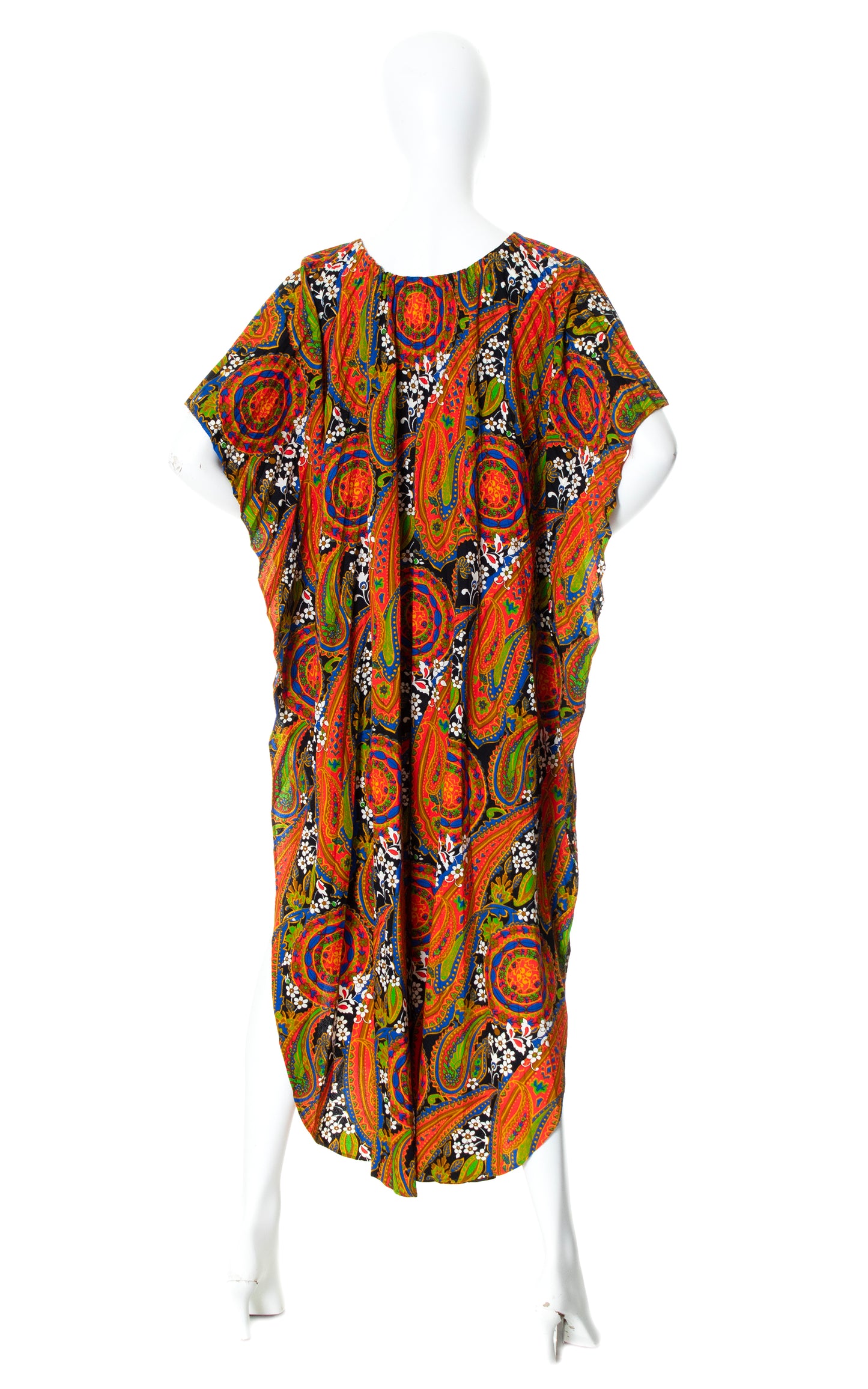 Vintage 70s 1970s Floral Paisley Pleated Kaftan Psychedelic Maxi Dress BirthdayLifeVintage