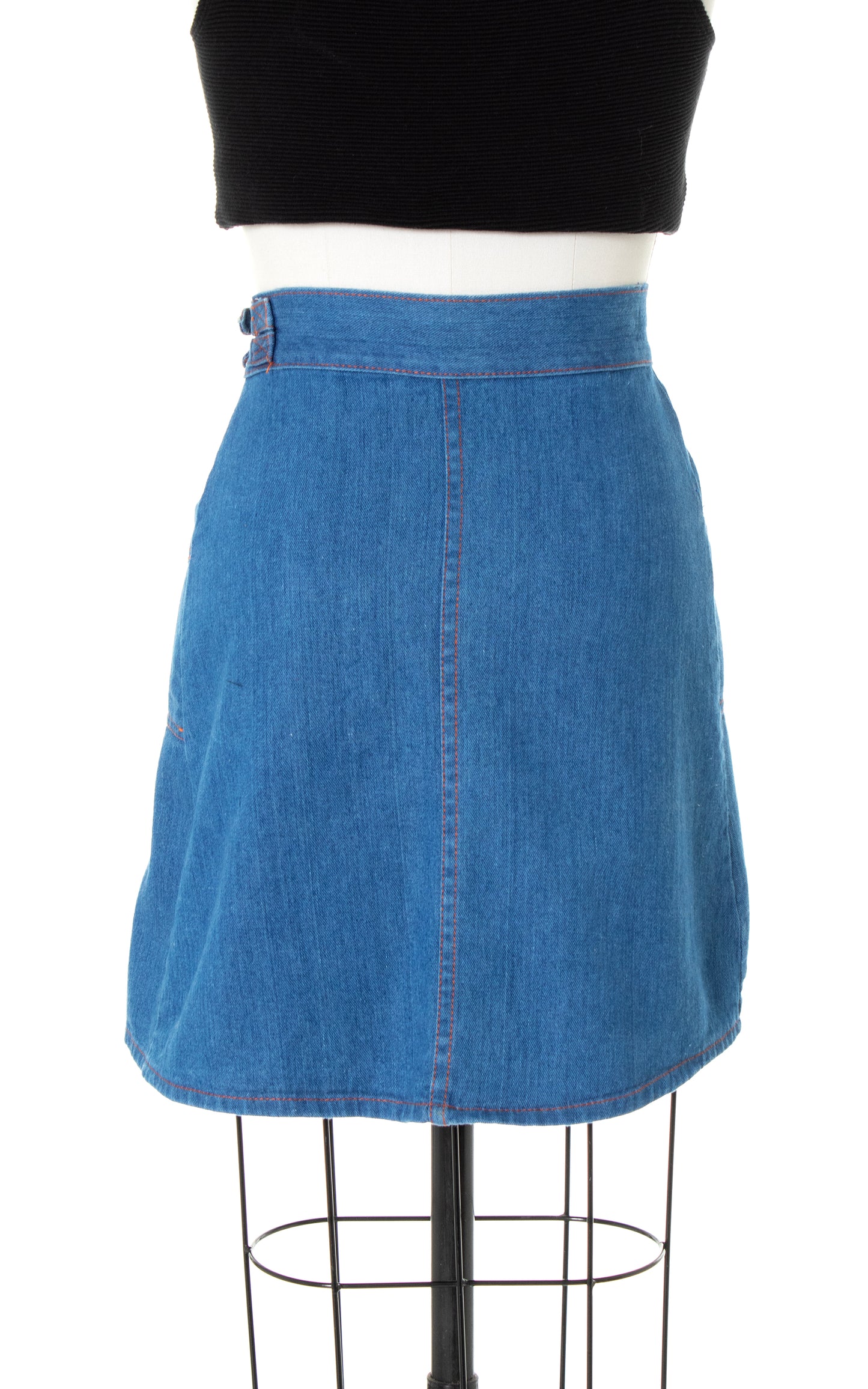 1970s Buckled Denim Mini Skirt | small