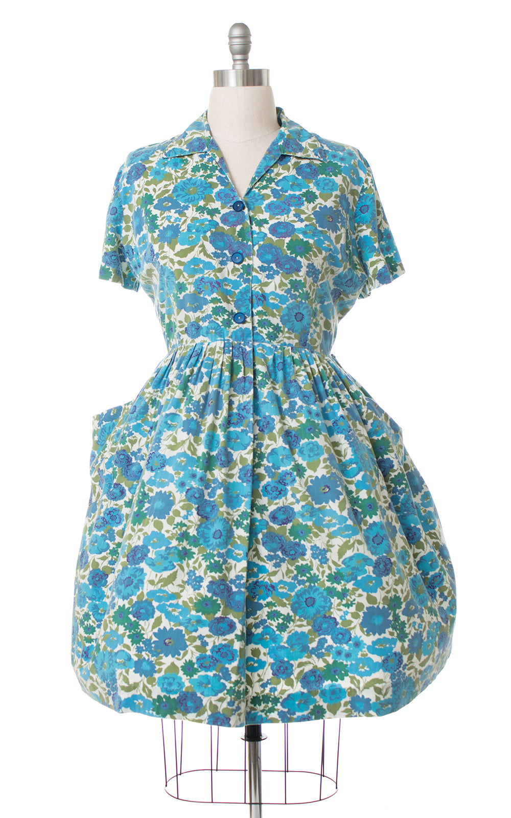 1950s Mode O'Day Floral Cotton Shirtwaist Dress