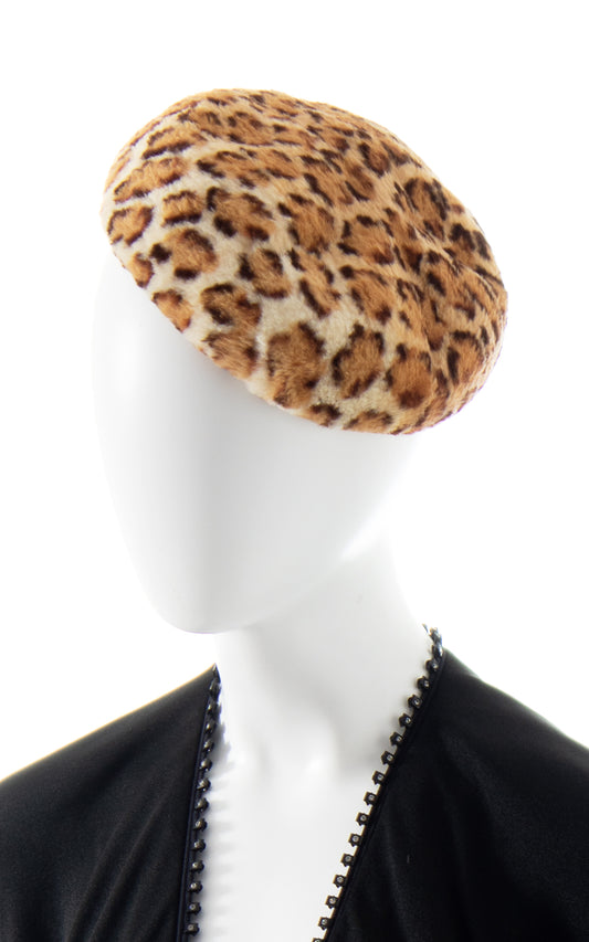 1960s Leopard Print Faux Fur Beret BirthdayLifeVintage