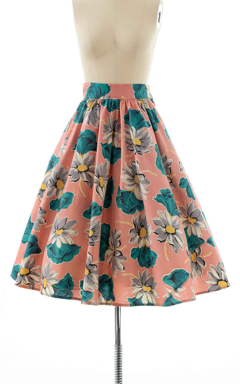 1940s Floral Cotton Skirt | x-small
