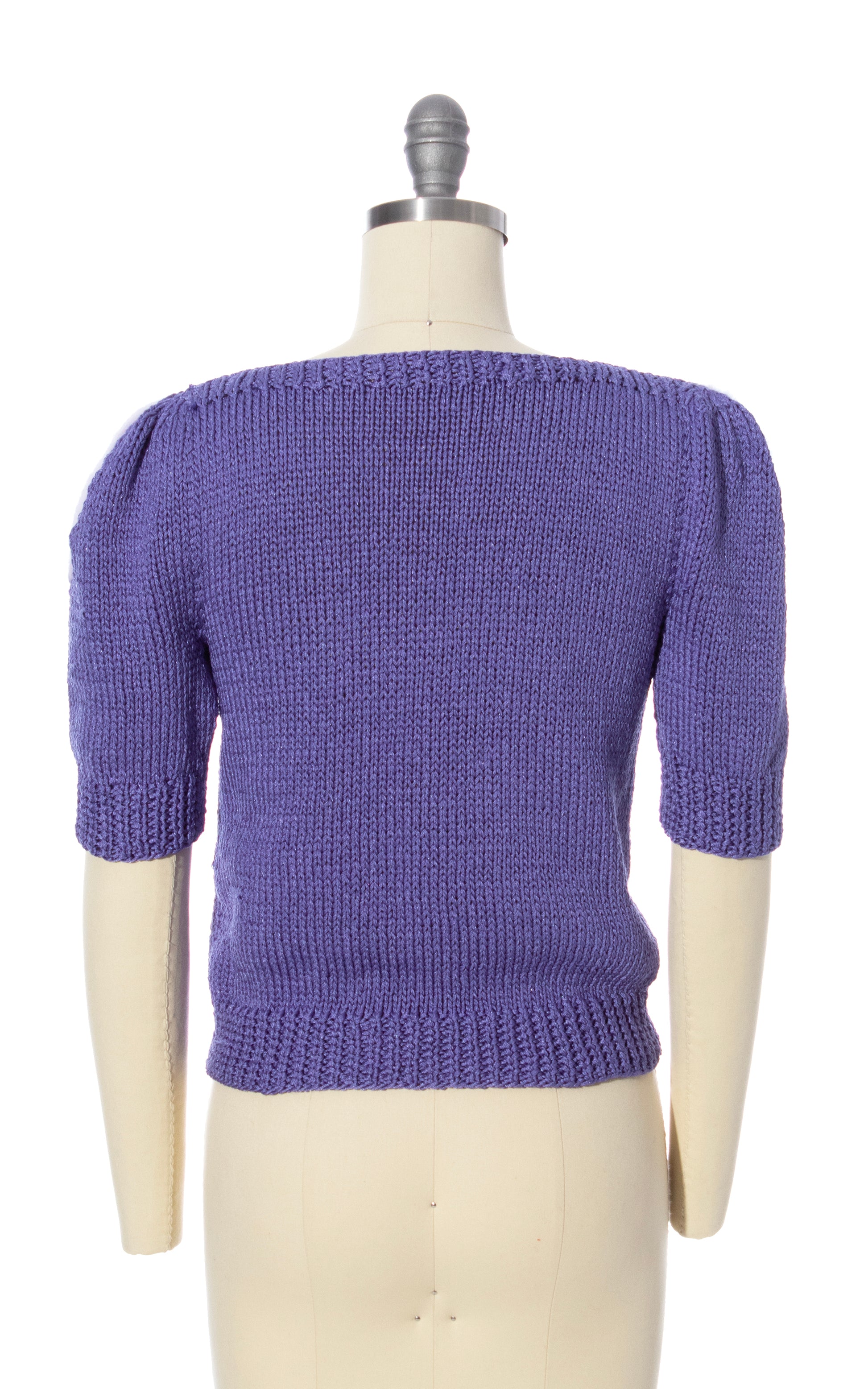 Vintage 80s 1980s Purple Angora & Rayon Knit Sweater Top BirthdayLifeVintage