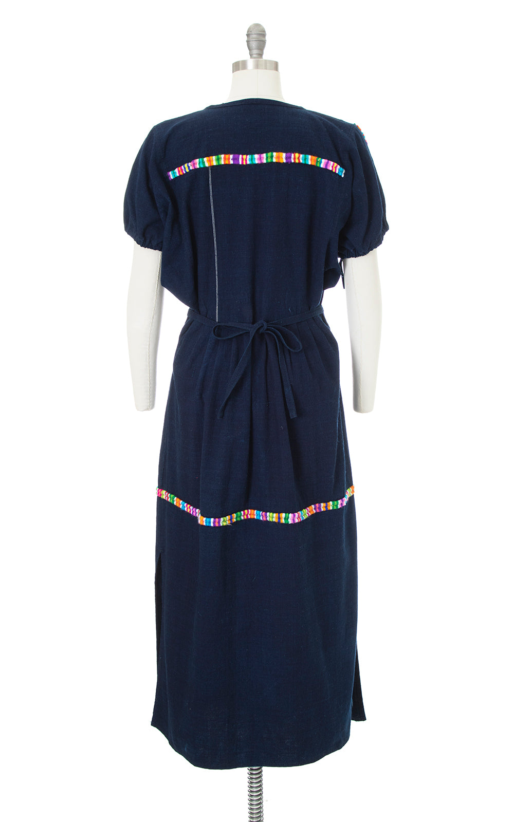 Vintage 1970s Rainbow Embroidered Guatemalan Huipil Maxi Dress by Birthday Life Vintage