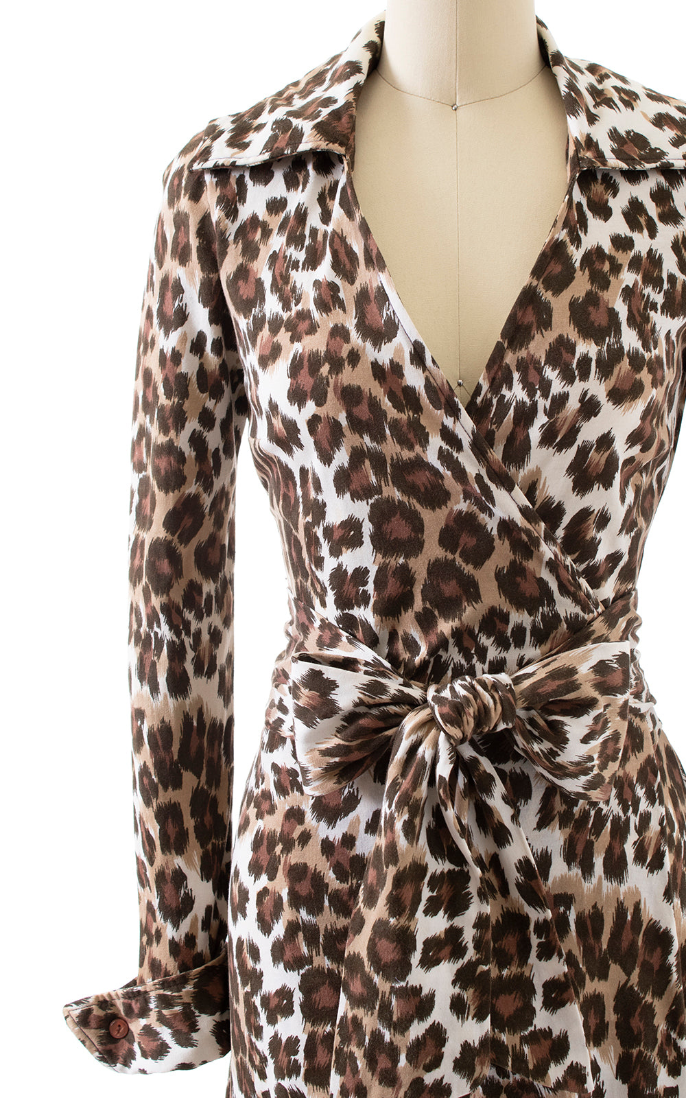 1970s DIANE VON FURSTENBERG Leopard Jersey Wrap Dress | x-small/small