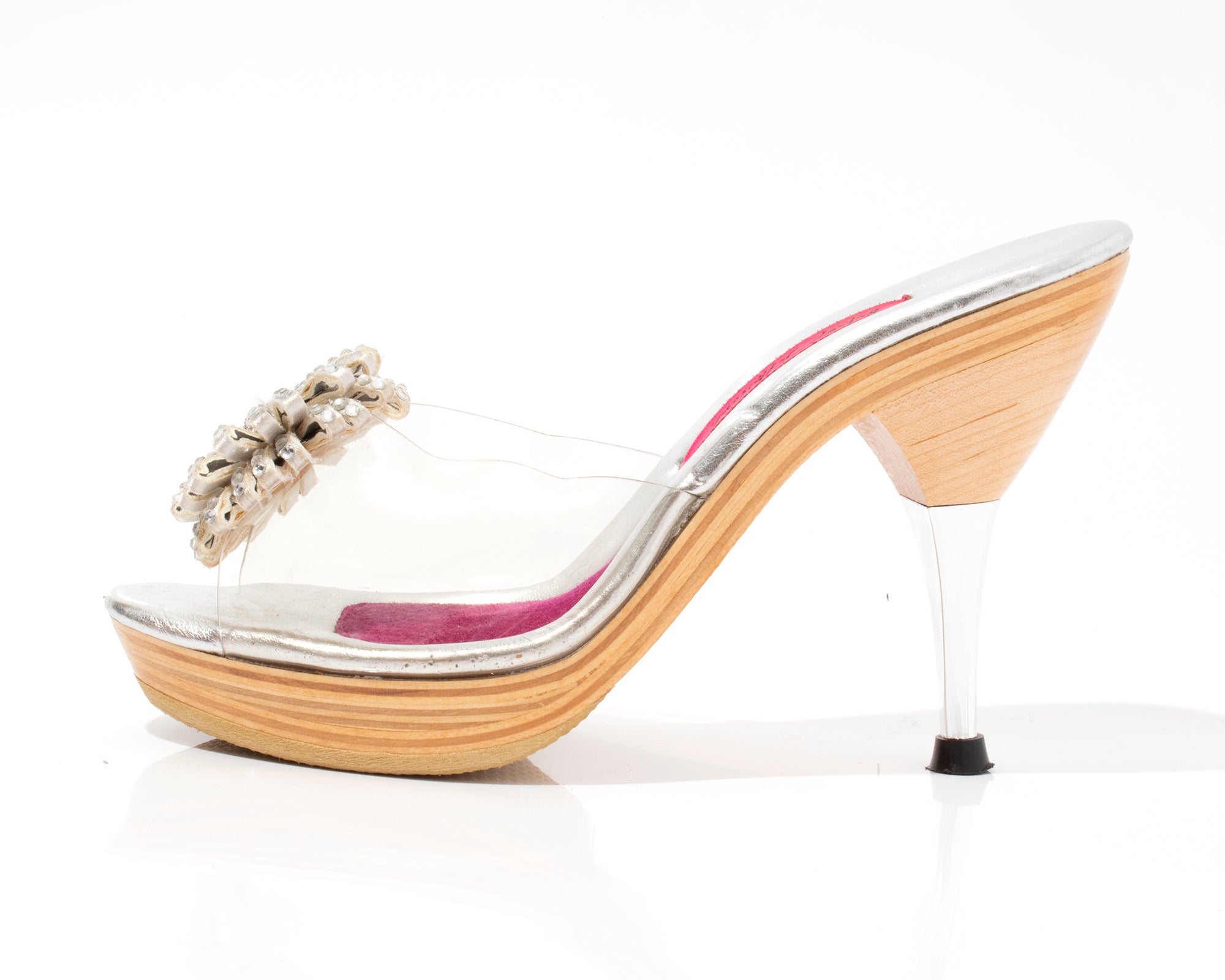 Betsey johnson clear heels best sale