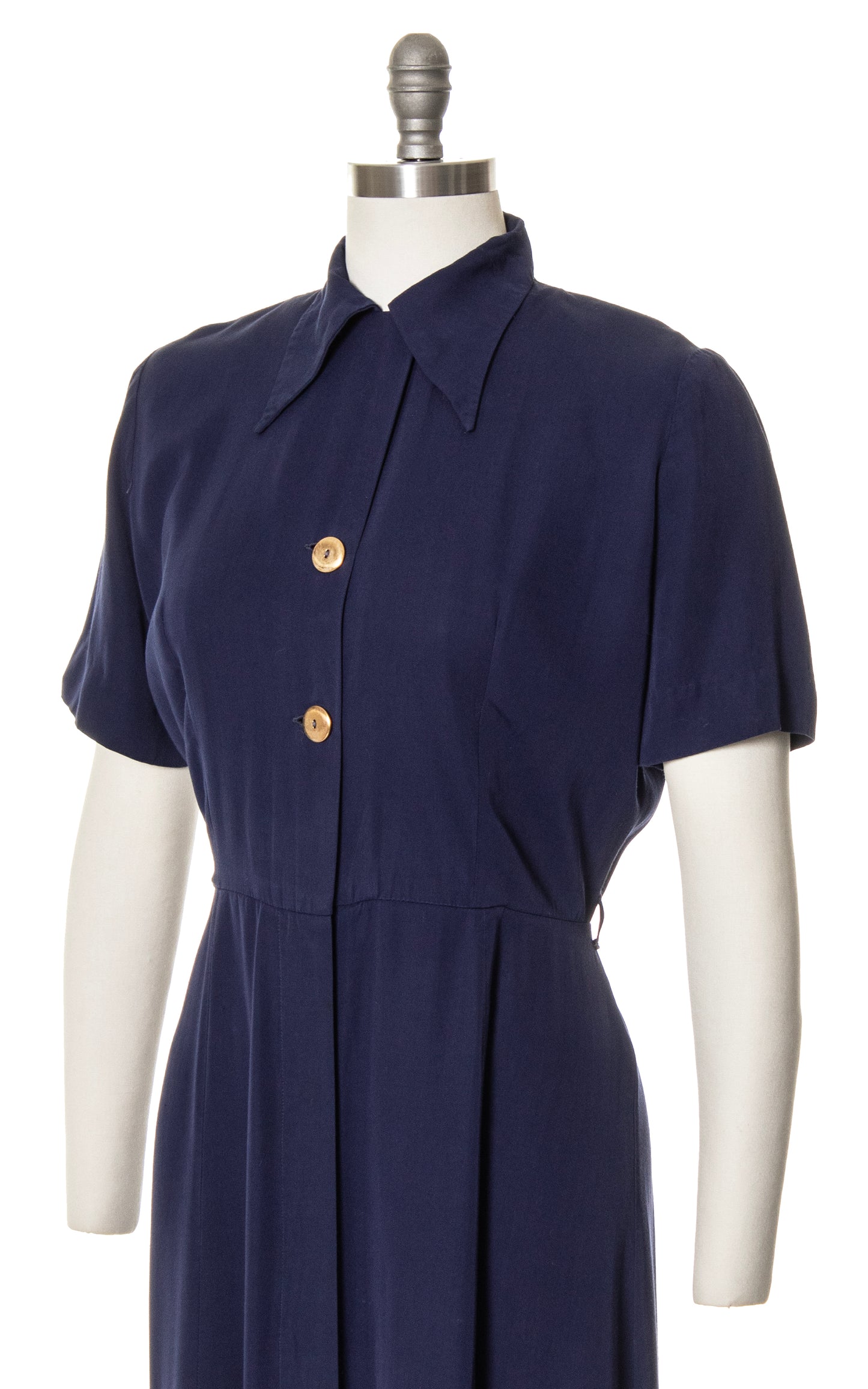 1940s Navy Blue Shirtwaist Dress | medium